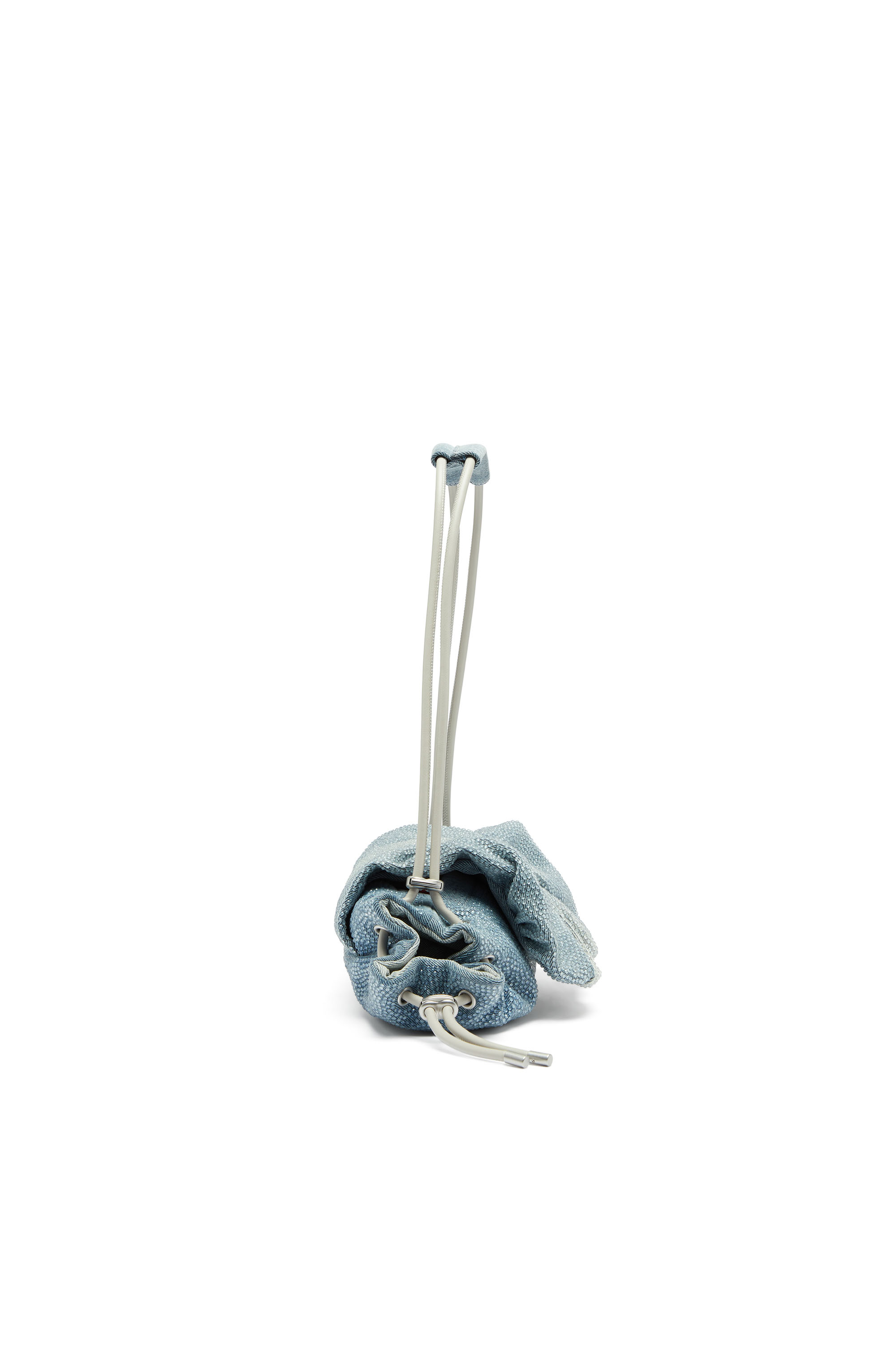Diesel - SCRUNCH-D SHOULDER S, Scrunch-D - Bolso de hombro denim con cristales transparentes Mujer in Azul marino - 4