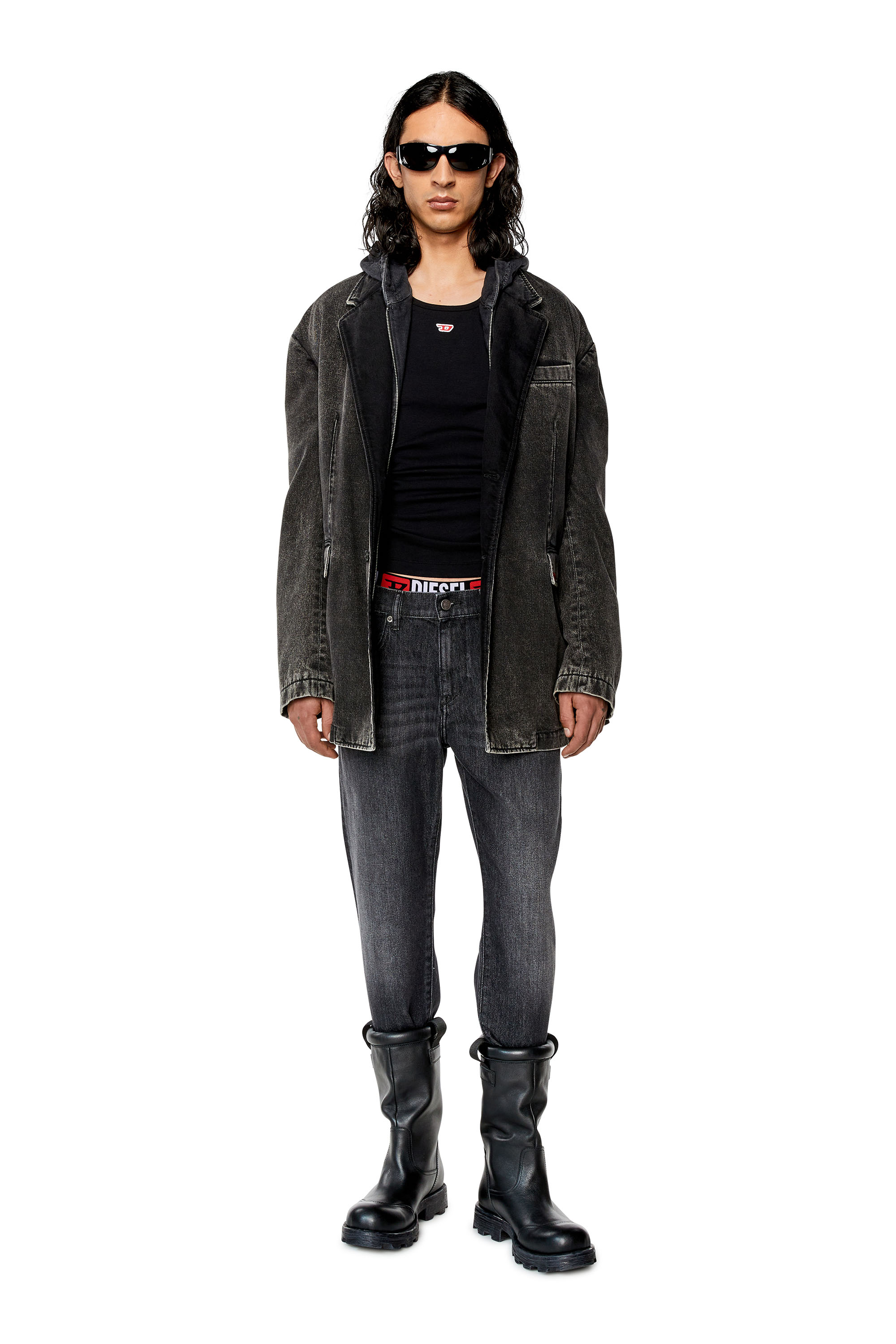Diesel - 2019 D-Strukt 09F75 Slim Jeans, Negro/Gris oscuro - Image 4