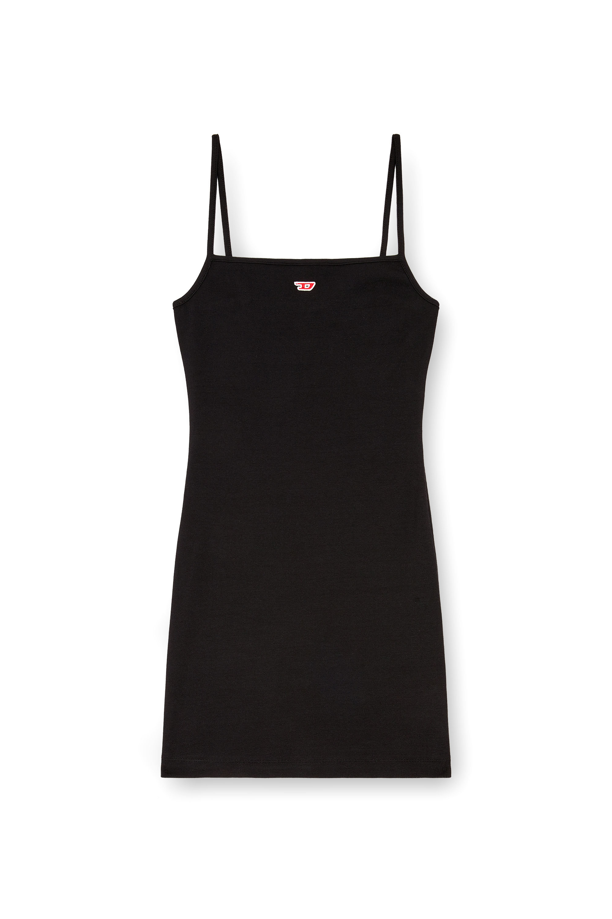Diesel - D-HOPY-D, Mujer Vestido corto lencero con logotipo D in Negro - Image 1