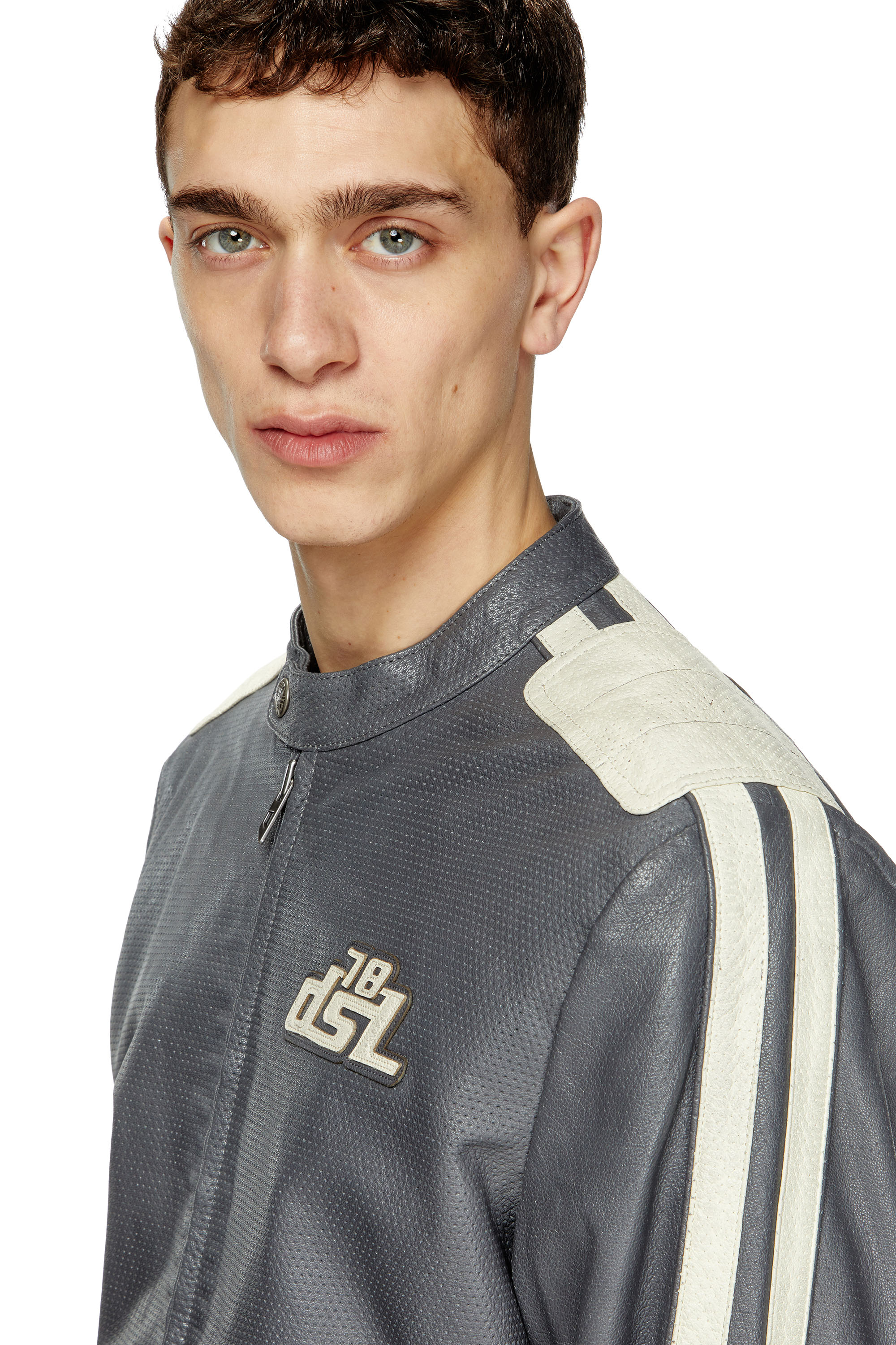 Diesel - L-POP, Chaqueta de motorista de cuero perforado Unisex in ToBeDefined - 5