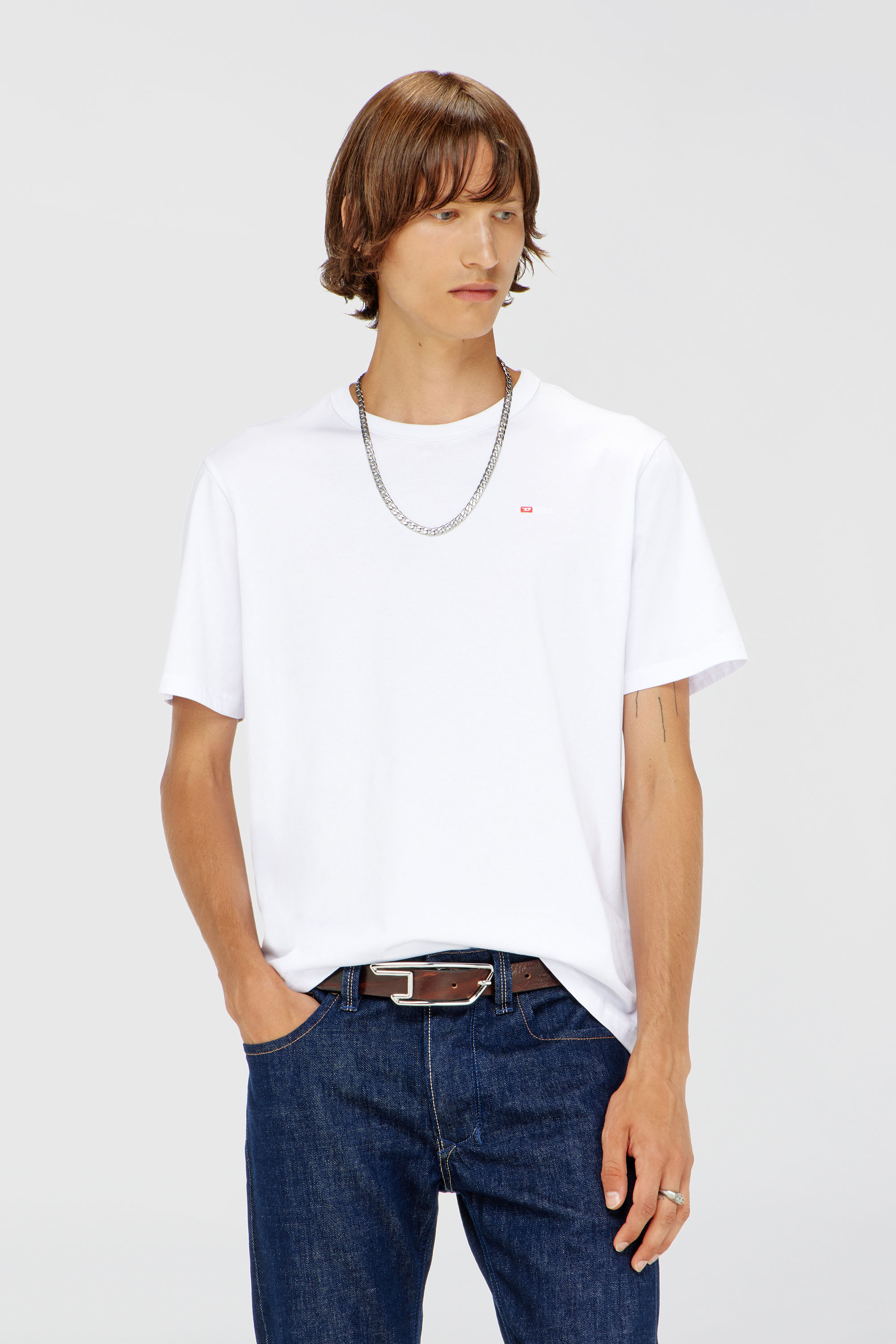 Diesel - T-ADJUST-MICRODIV, Camiseta con logotipo peque&ntilde;o bordado Unisex in Blanco - 3