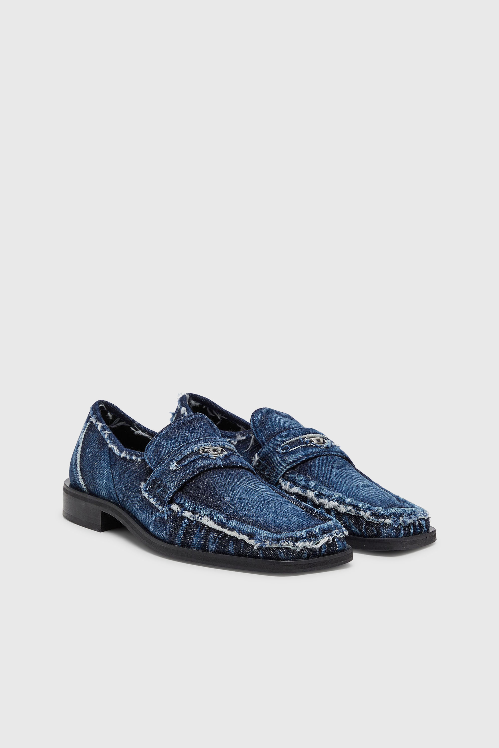 Diesel - D-AMBER LOAFER, D-Amber - Mocasines tipo penny en denim desflecado Hombre in Azul marino - 2