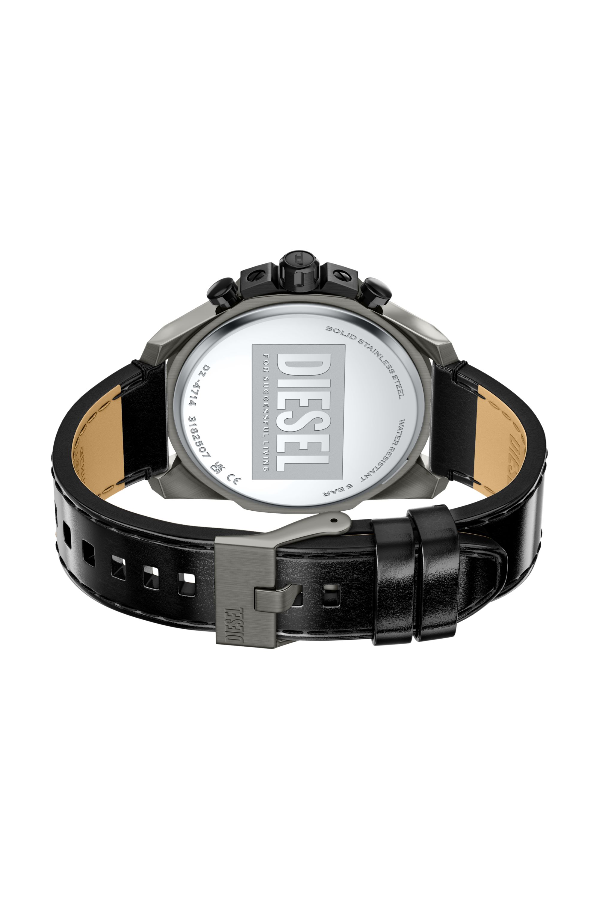Diesel - DZ4714 WATCH, Reloj Mega Chief Slim con correa de cuero negro Hombre in Negro - 4