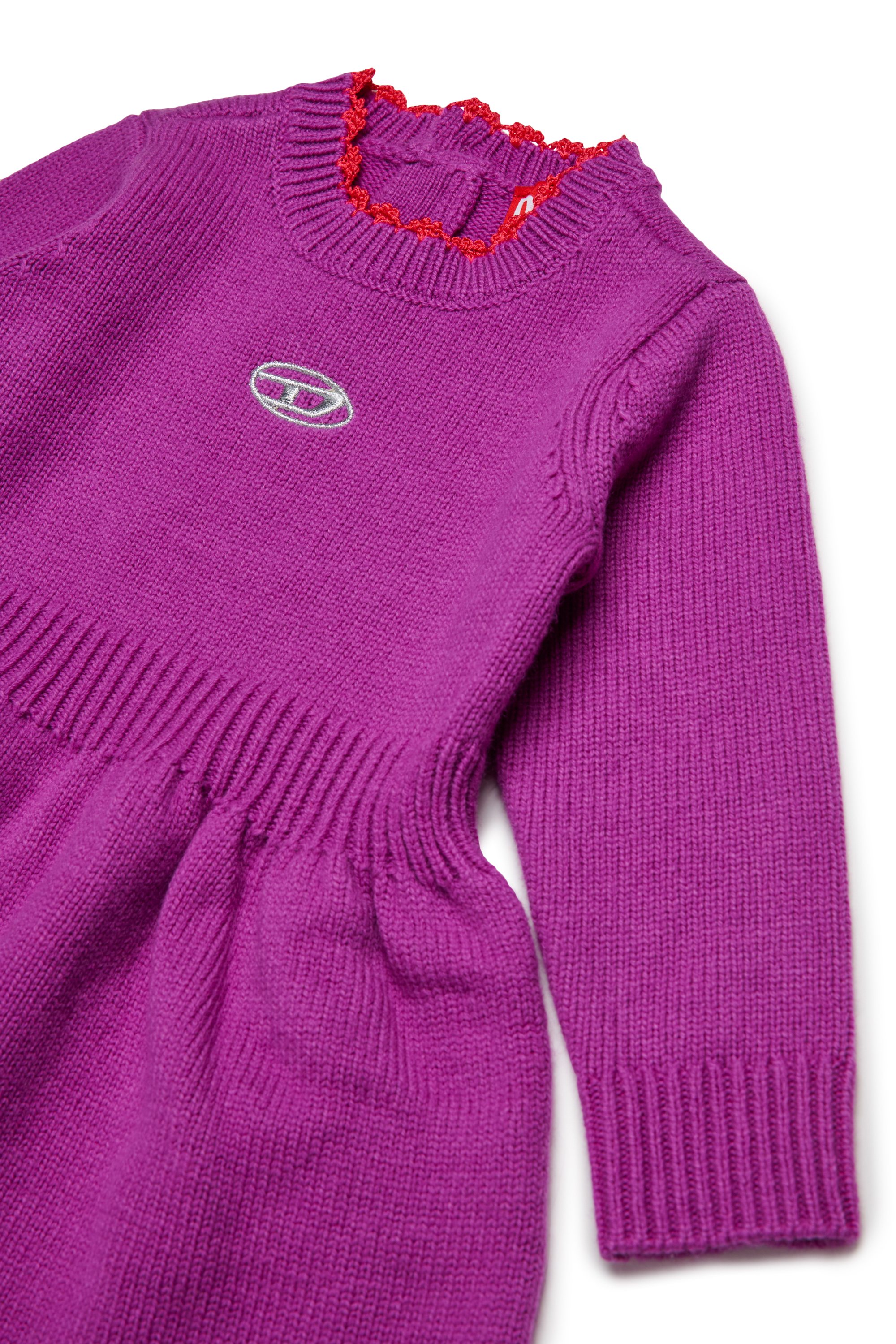 Diesel - DALLEB, Vestido de lana con logo bordado Mujer in Morado - 3