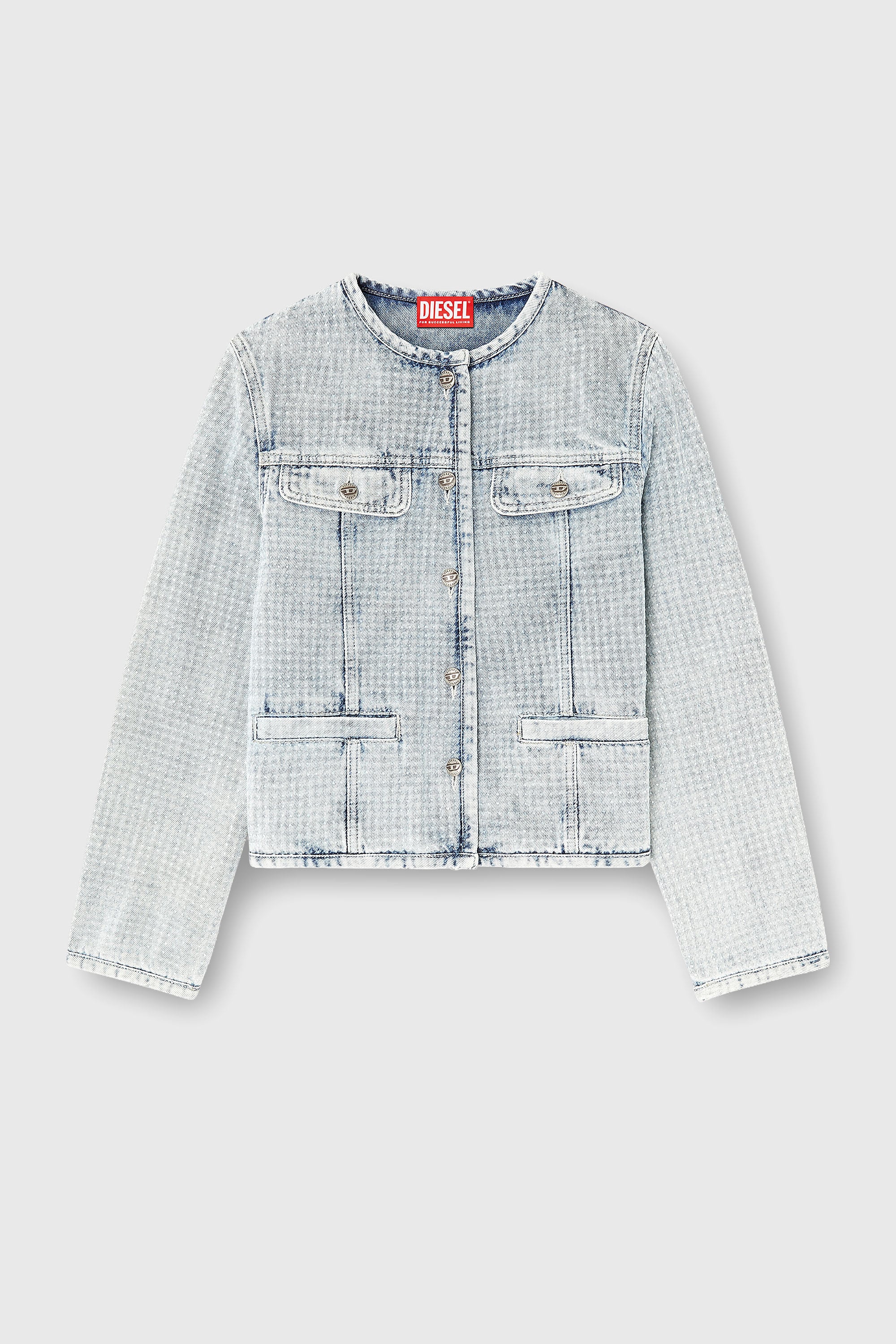 Diesel - DE-GRAFY-S, Woman's Jacket in graphic denim with crystals in Light Blue - 2