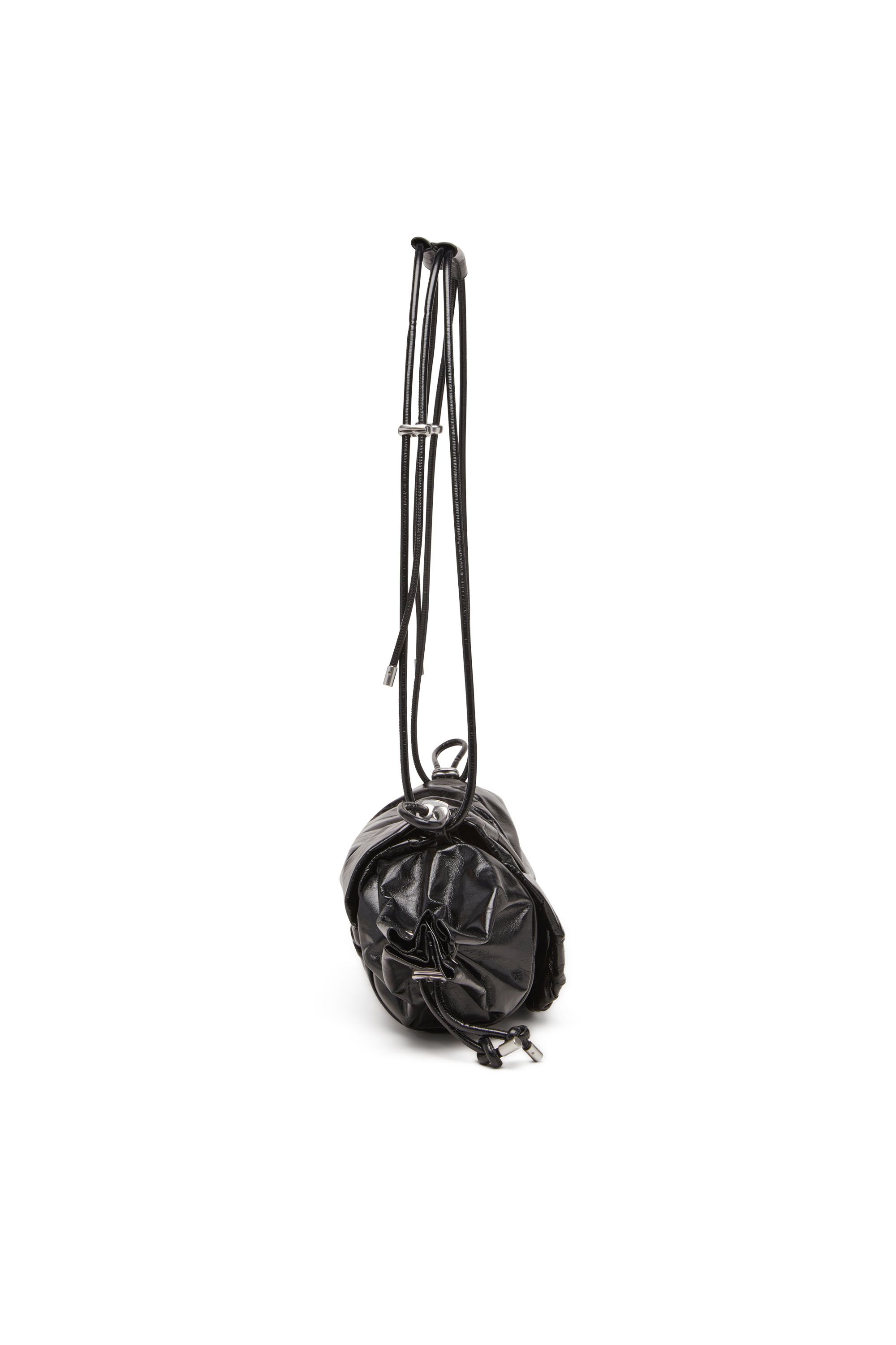 Diesel - SCRUNCH-D SHOULDER M, Bolso de hombro en cuero arrugado y brillante Mujer in Negro - 3