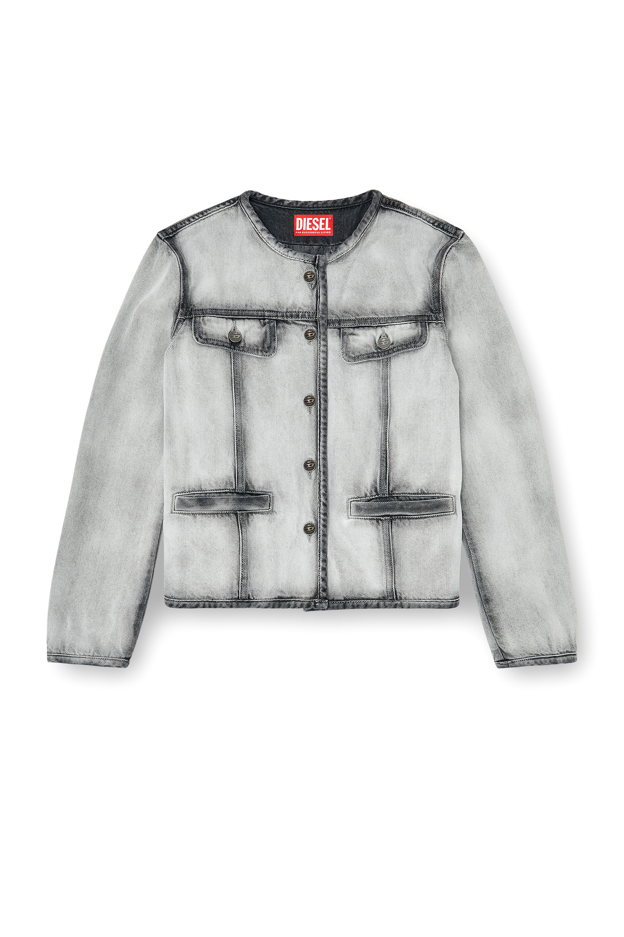 Diesel - DE-GRAFY-FSI, Chaqueta en denim skeleton suave Mujer in Gris - 3