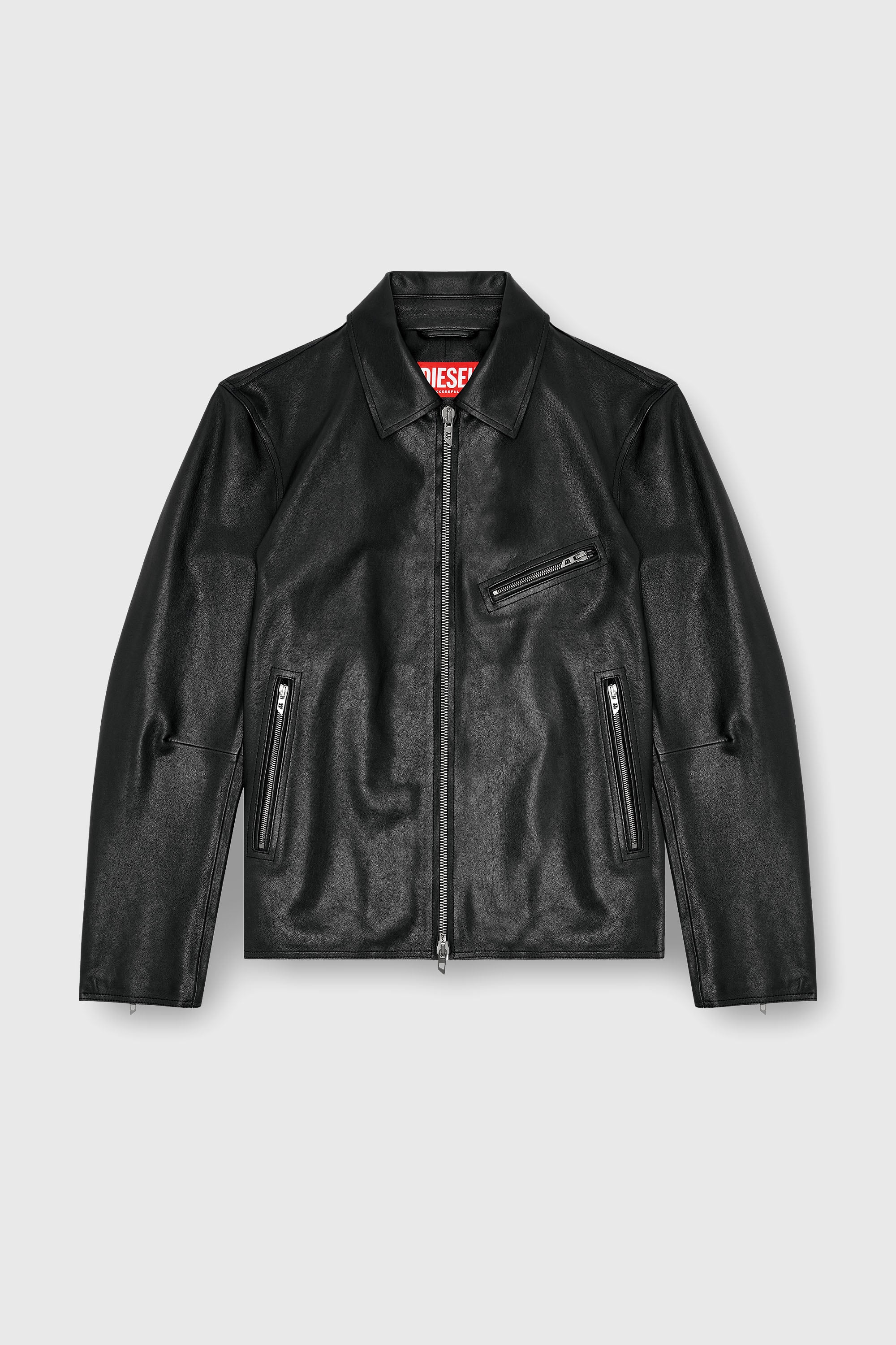 Diesel - L-KORN-A, Chaqueta de cuero con Oval D en relieve Hombre in Negro - 2