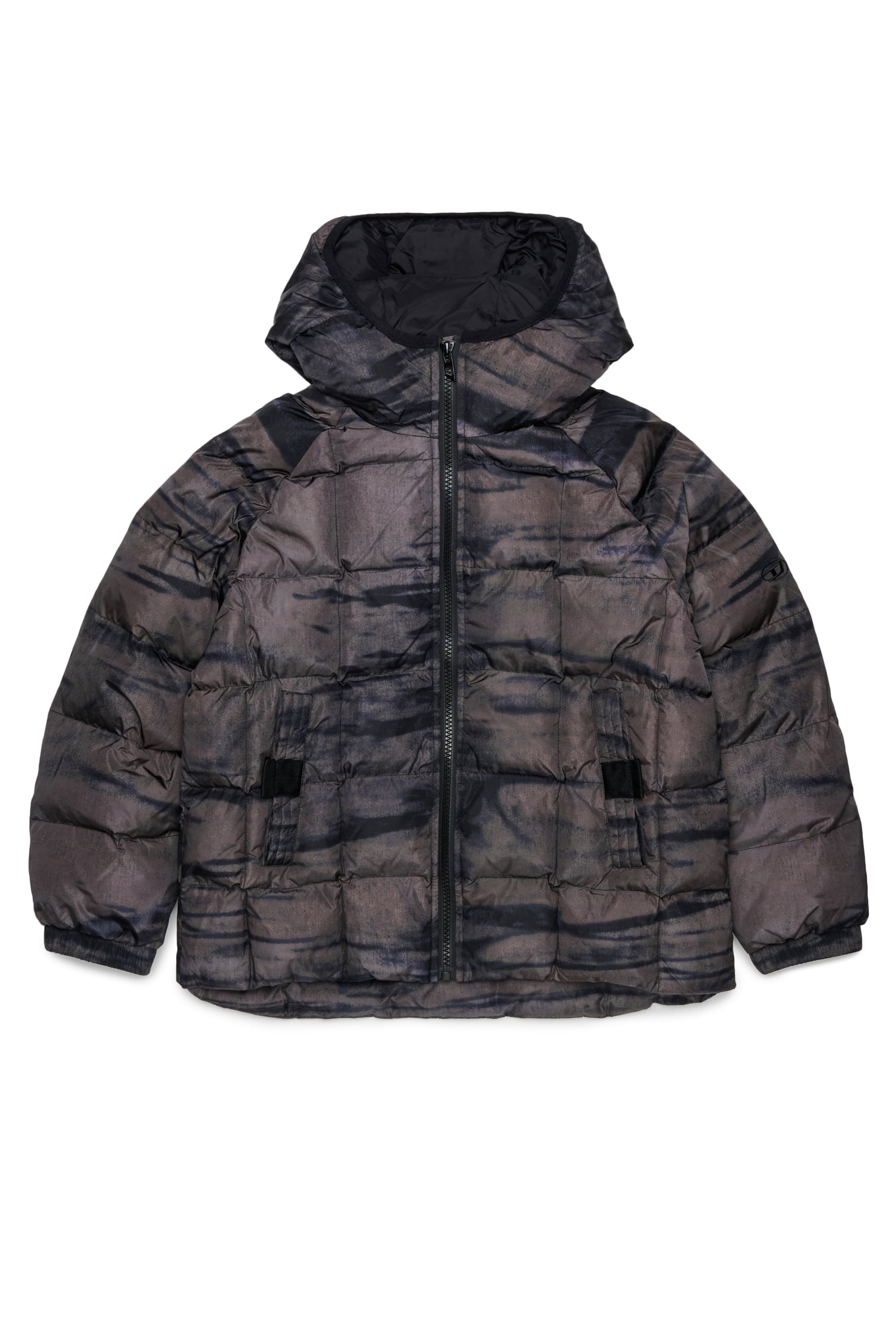 Diesel - JDEN, Chaqueta acolchada con estampado gr&aacute;fico difuminado Hombre in Verde - 1
