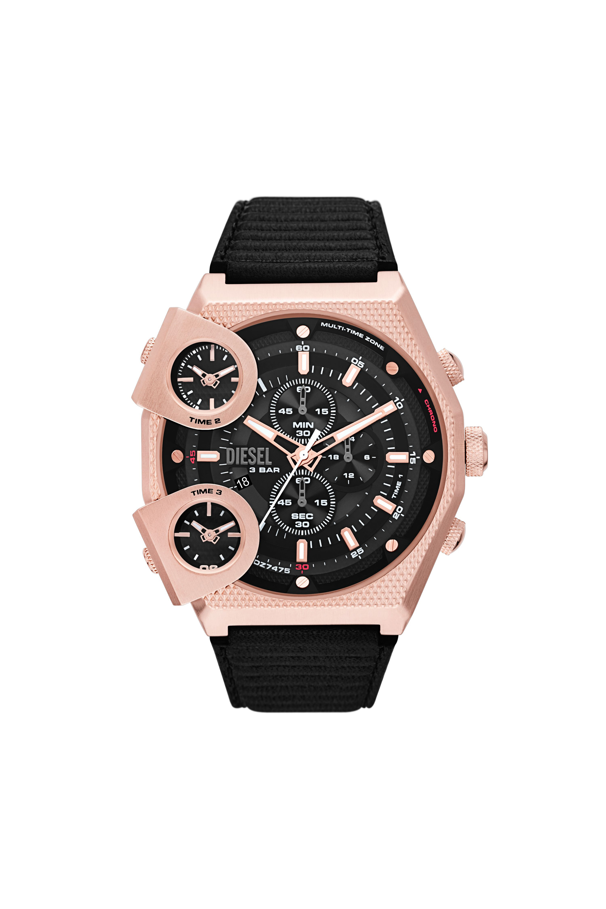 Diesel - DZ7475, Reloj Sideshow de cuero negro con cronógrafo Hombre in Negro - 1