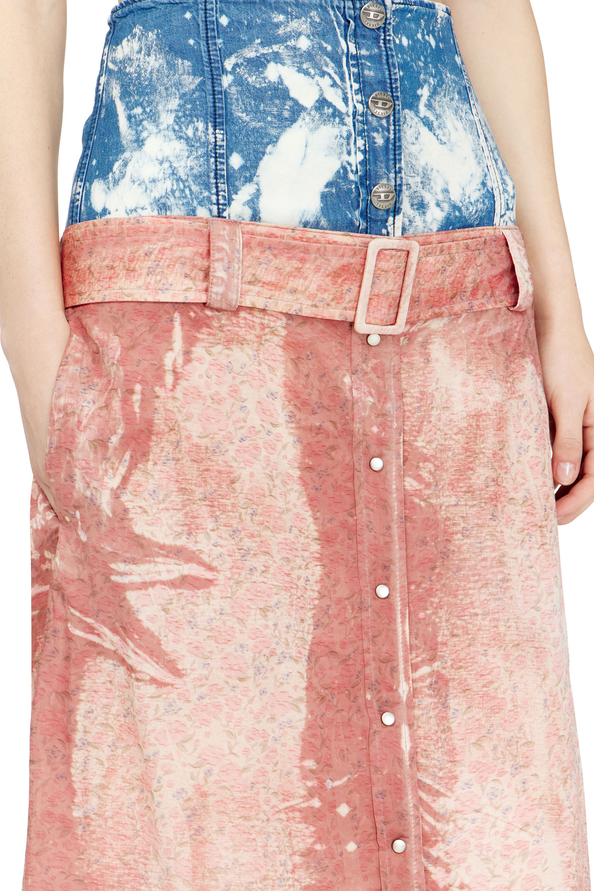 Diesel - O-SSIDO, Falda midi con efecto de capas Mujer in Multicolor - 4