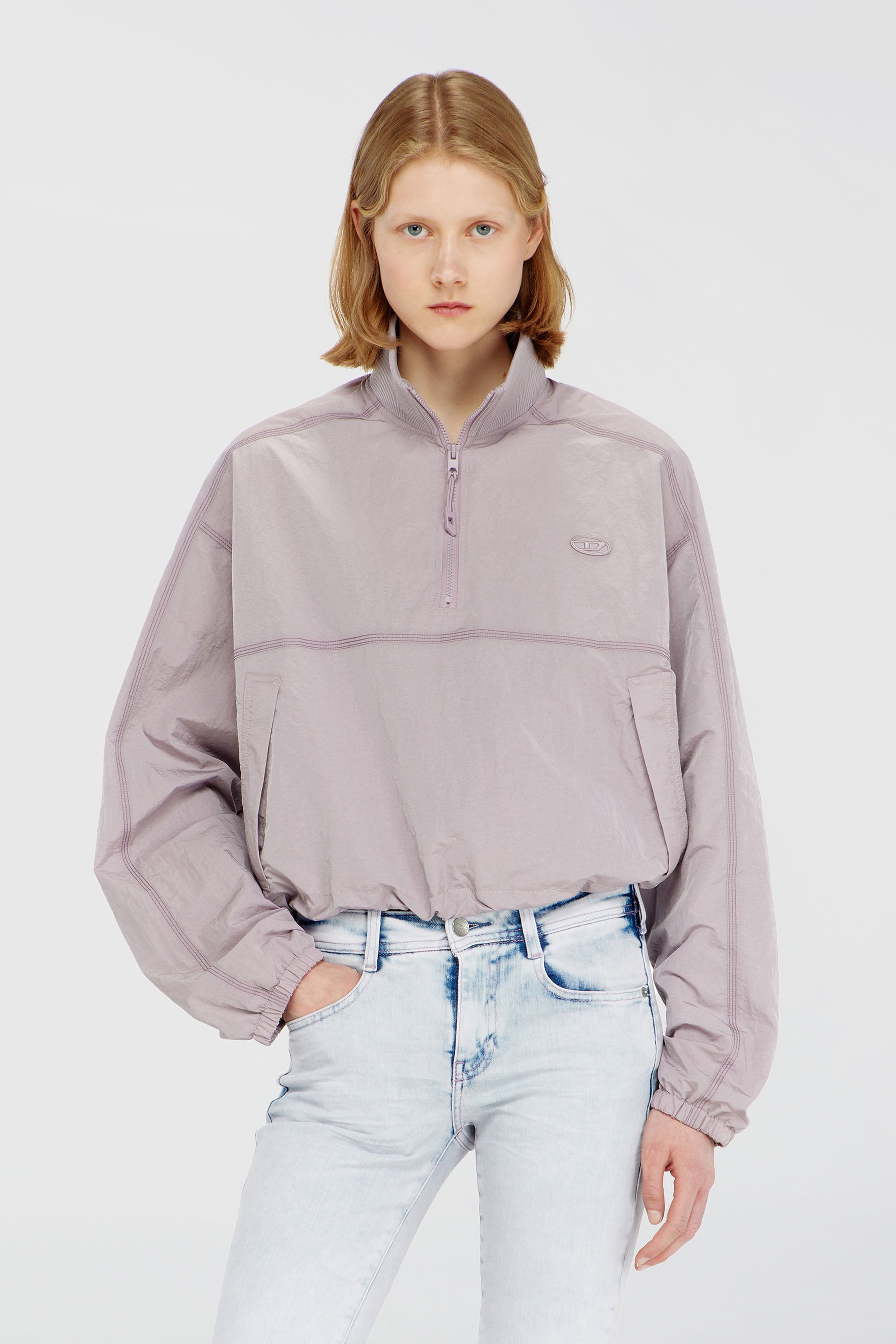 Diesel - G-ANOCK, Chaqueta relaxed de nailon con cuello alto Mujer in Morado - 1