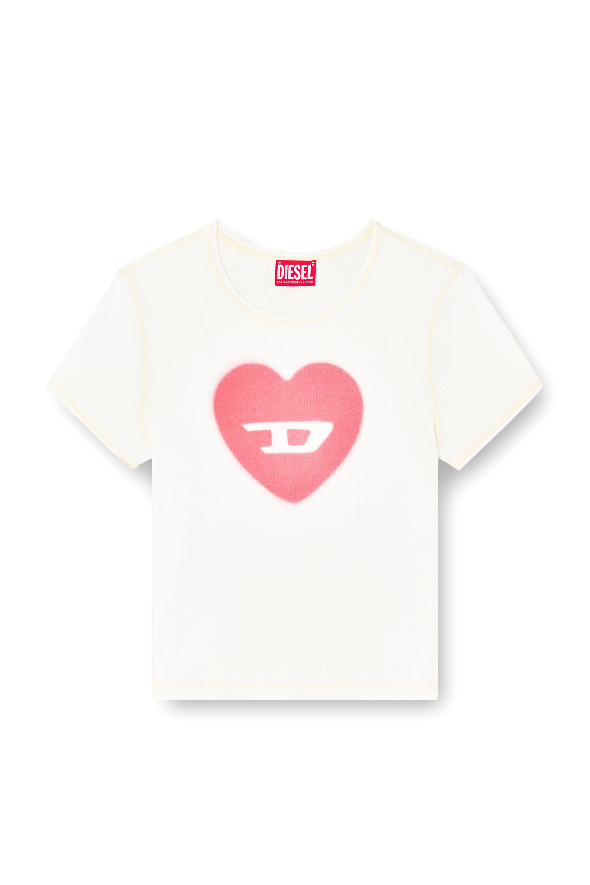 Diesel - T-ELE, Sudadera con coraz&oacute;n D en acuarela Mujer in Blanco - 3