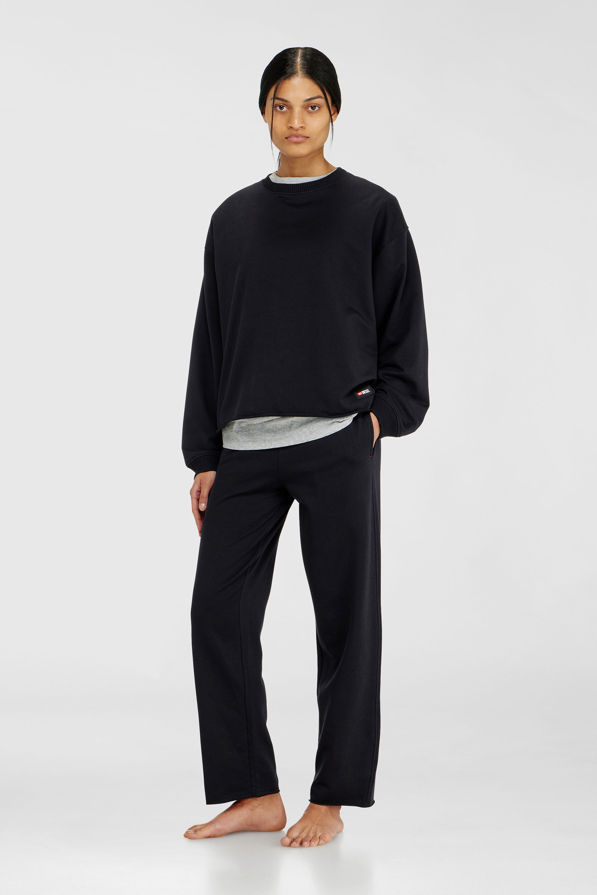 Diesel - PATRICIA-D-CORE, Woman's Peached sweatshirt with raw hem in Black - 2