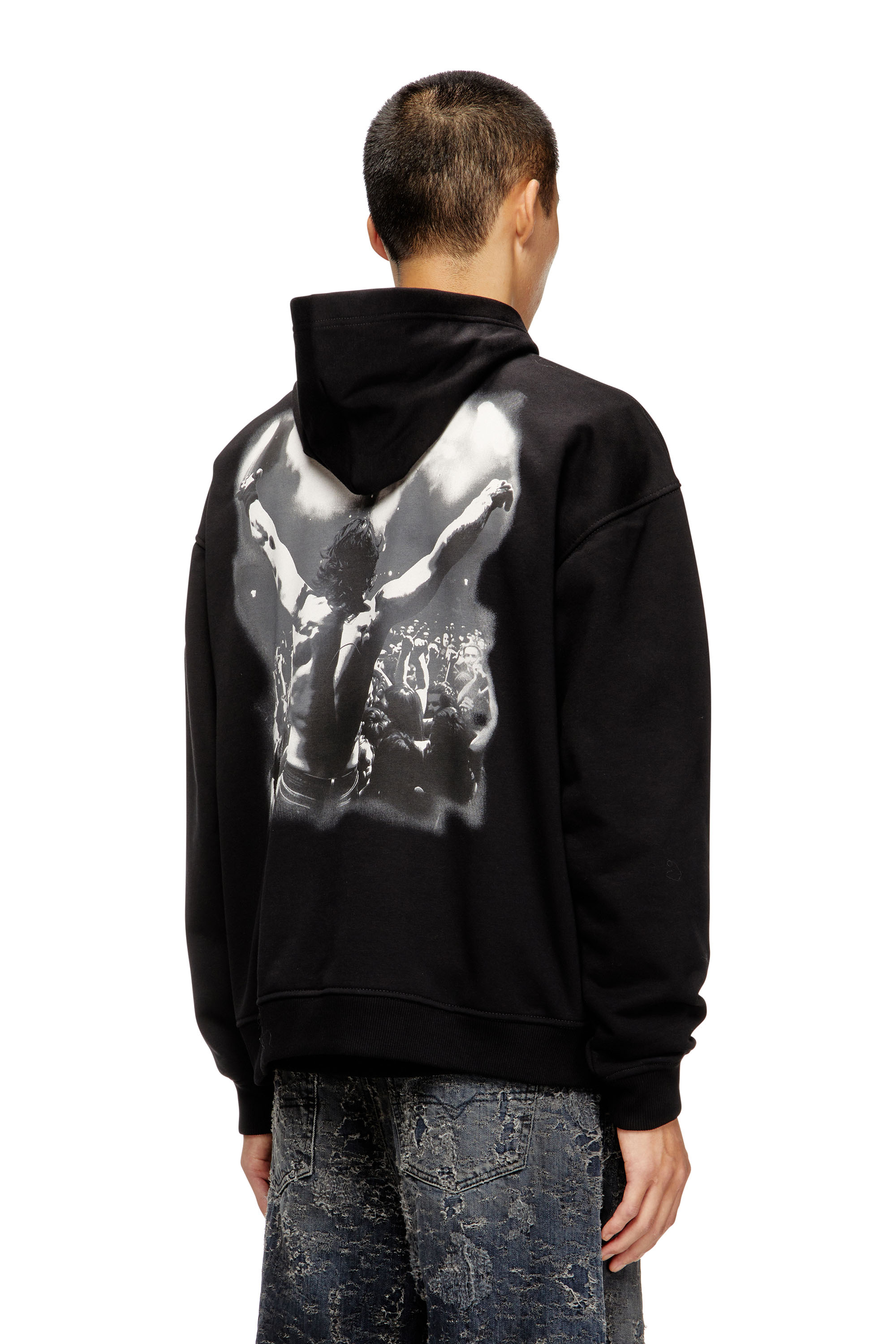 Diesel - S-BOXT-HOOD-T5, Sudadera con capucha de algodón con estampado en la parte trasera. Hombre in Negro - 4