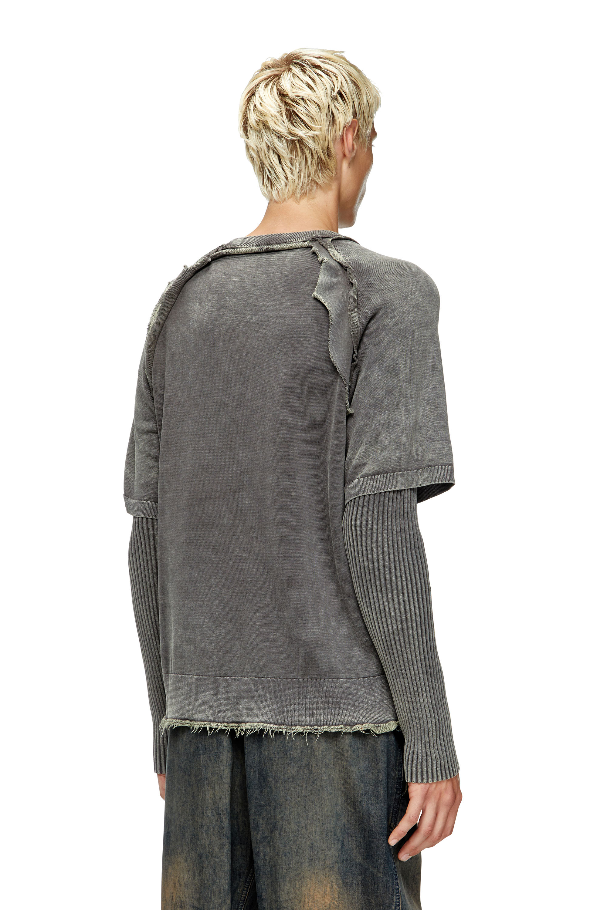 Diesel - K-PETRO, Jersey en capas con efecto destruido Hombre in Gris - 4