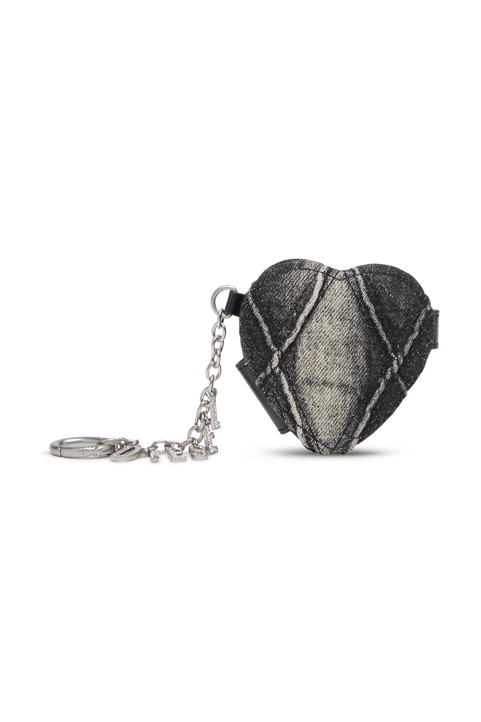 Diesel - CHARM-D MIRROR, Colgante en forma de espejo en denim acolchado con motivo argyle Mujer in Negro - 1