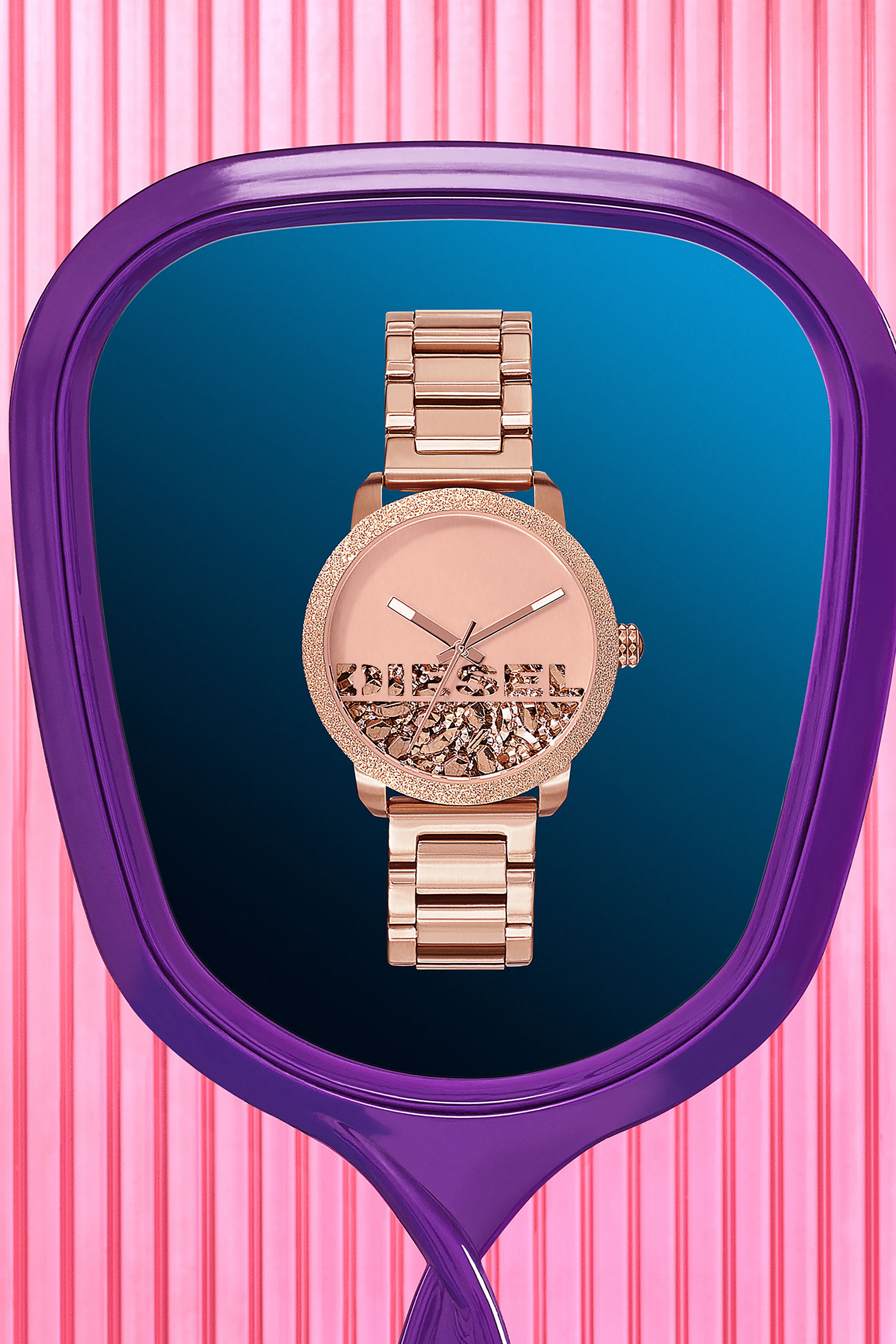 Diesel - DZ5588, Flare Rocks reloj con pulsera de acero inoxidable en tono oro rosado Mujer in Rosa - 3