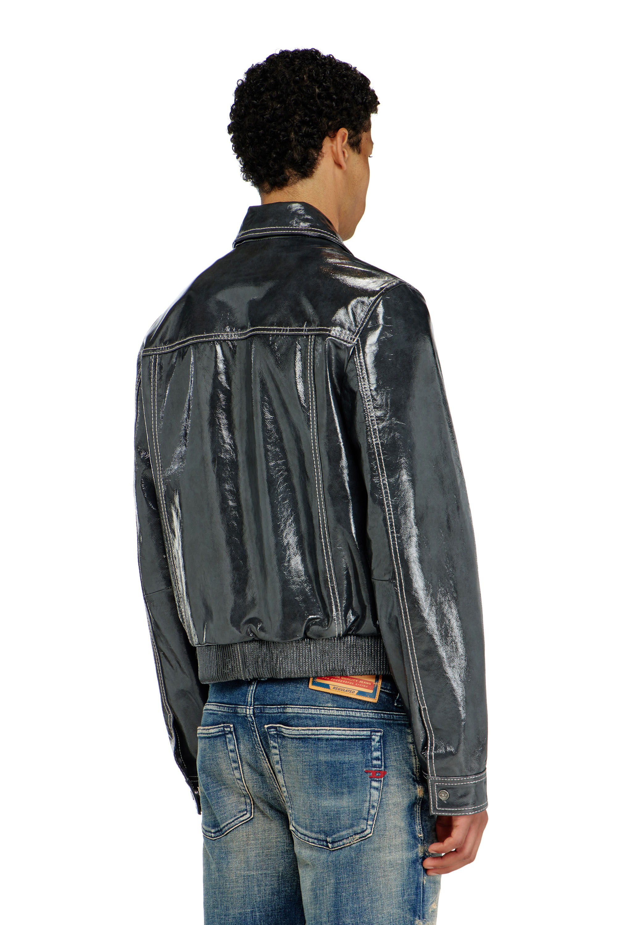 Diesel - L-ADDI, Chaqueta de charol Hombre in Gris - 4