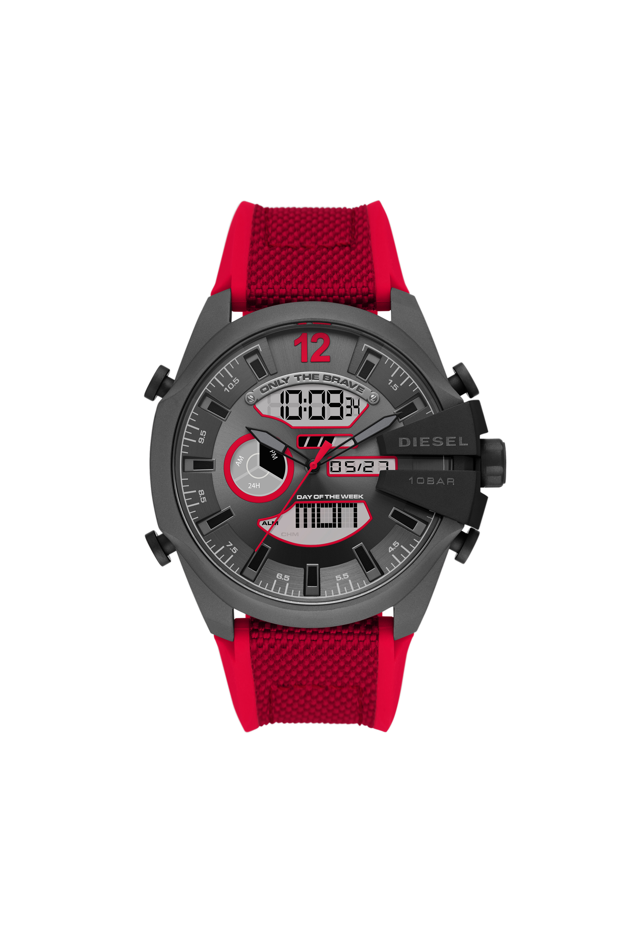 Diesel - DZ4551, Reloj analógico-digital Mega Chief con correa roja en nailon y silicona Hombre in Rojo - 1