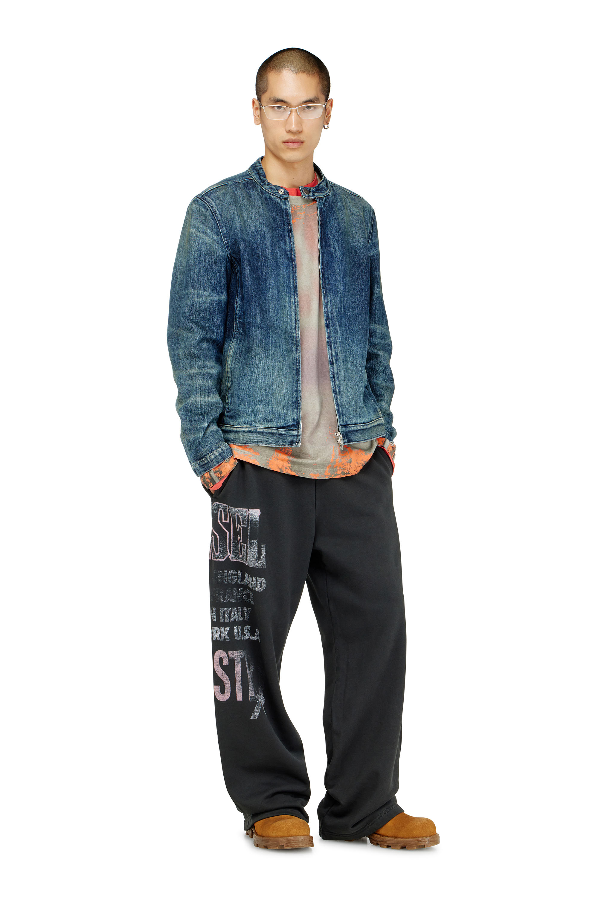 Diesel - P-ILL, Pantal&oacute;n de ch&aacute;ndal con gr&aacute;ficos de concierto Hombre in Negro - 1
