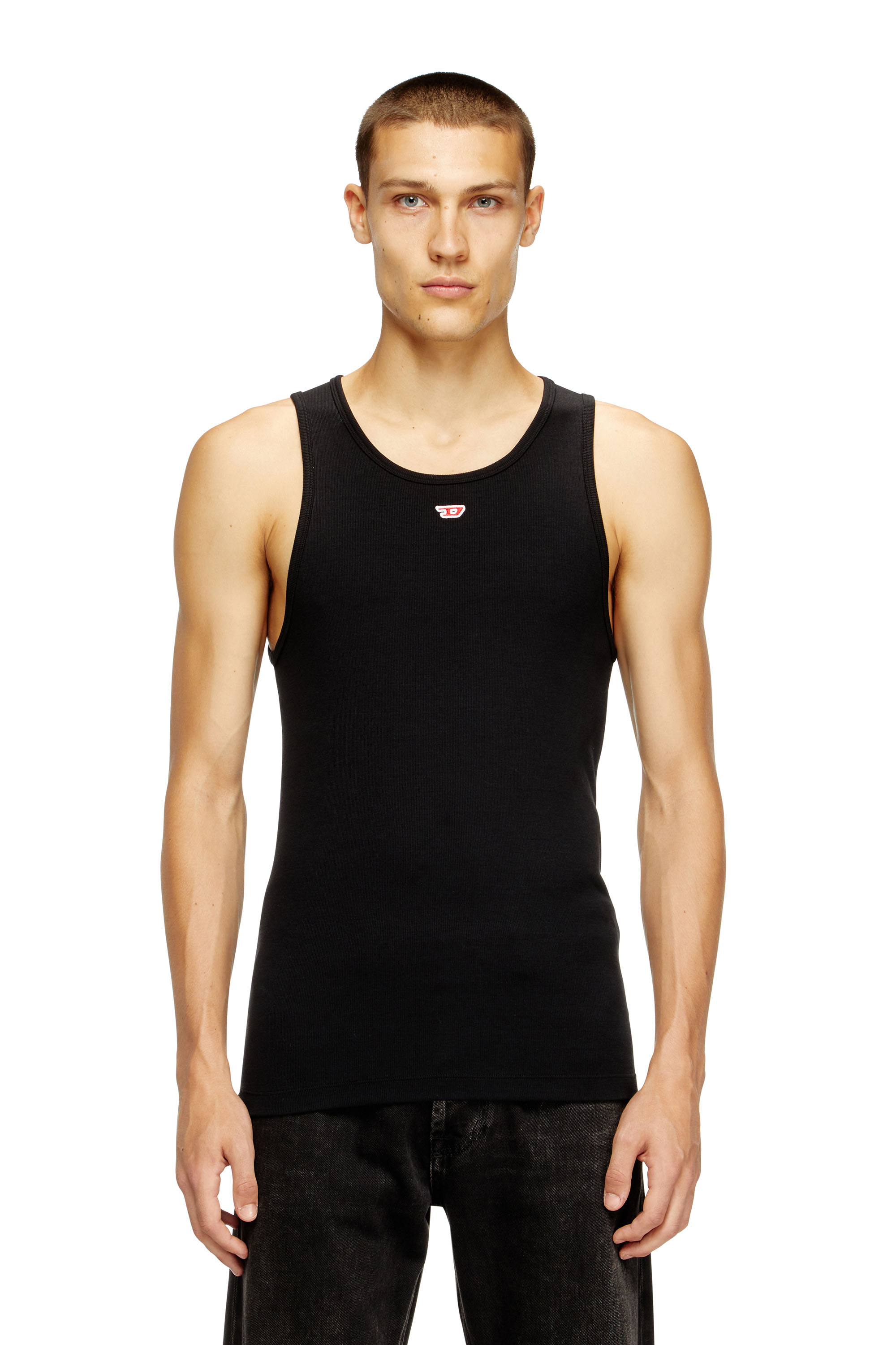 Diesel - T-LIFTY-D, Camiseta sin mangas con mini parche con el logotipo D Hombre in Negro - 1