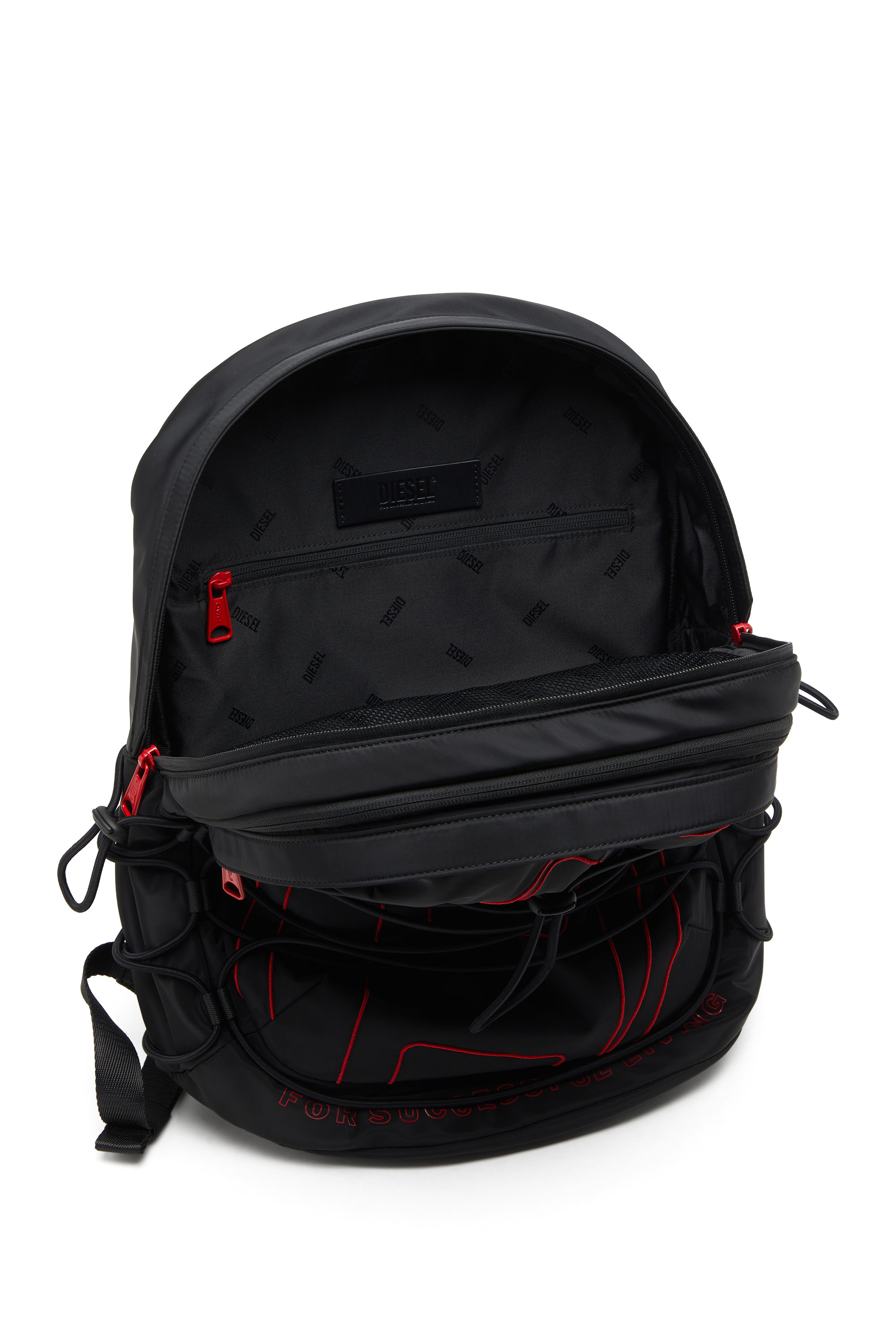 Diesel - TECH-D BACKPACK X, Tech-D-Mochila de nailon con logotipo Oval D bordado Unisex in Negro - 4