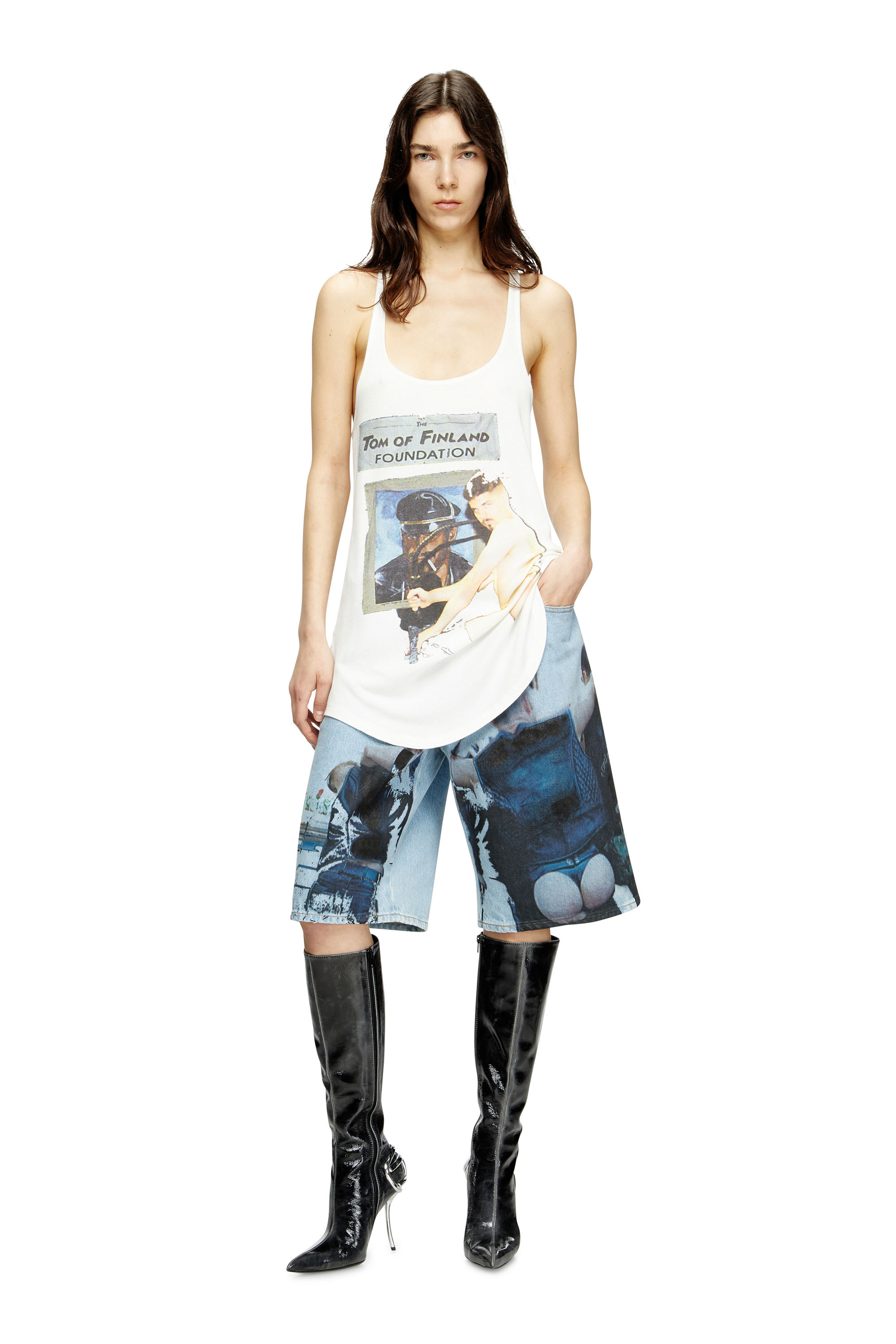 Diesel - PR-T-SHANRY-TOM25, Camiseta de tirantes con estampado gráfico Unisex in Blanco - 4