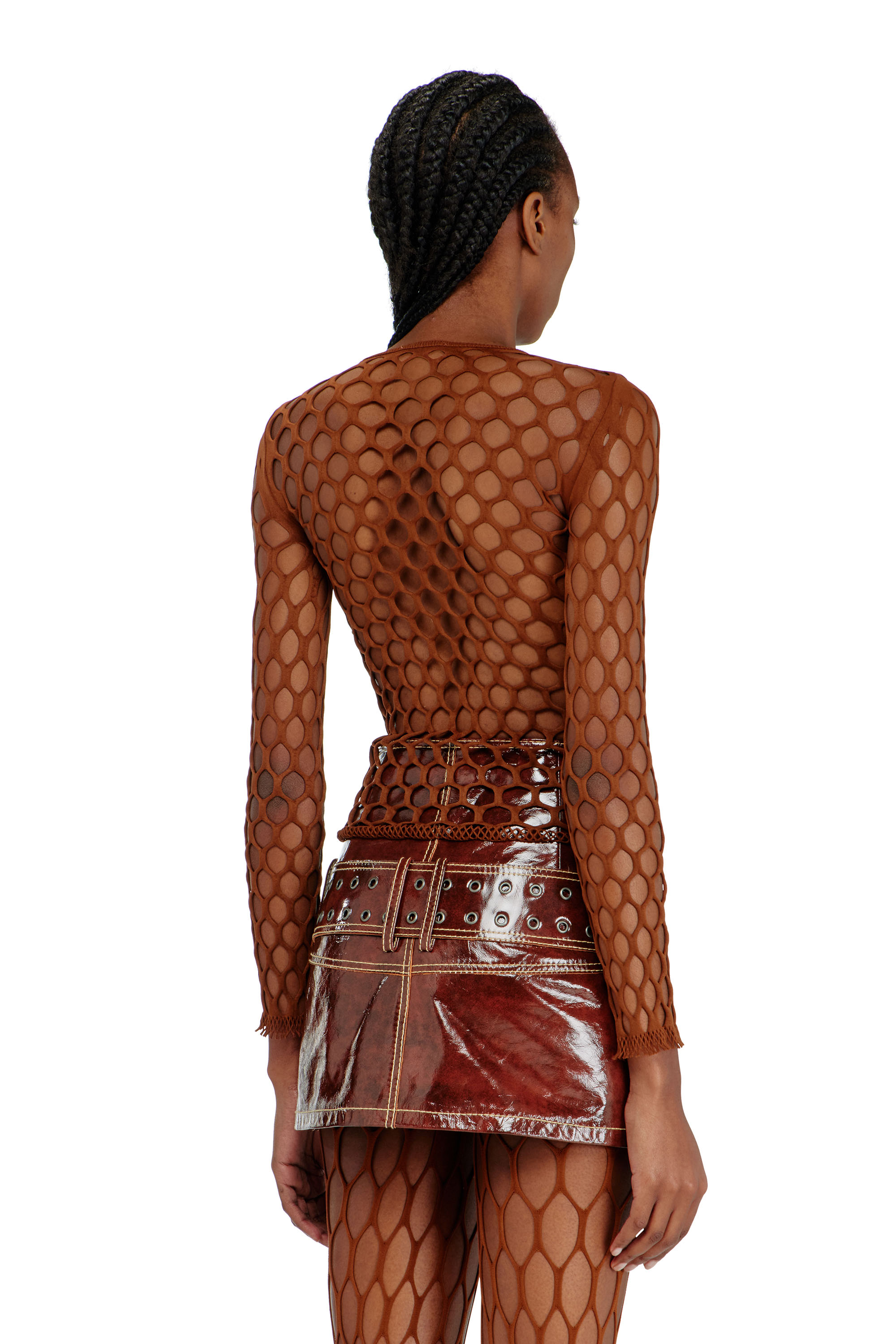 Diesel - M-ZANDA, Top de punto de malla el&aacute;stica Mujer in Marr&oacute;n - 4