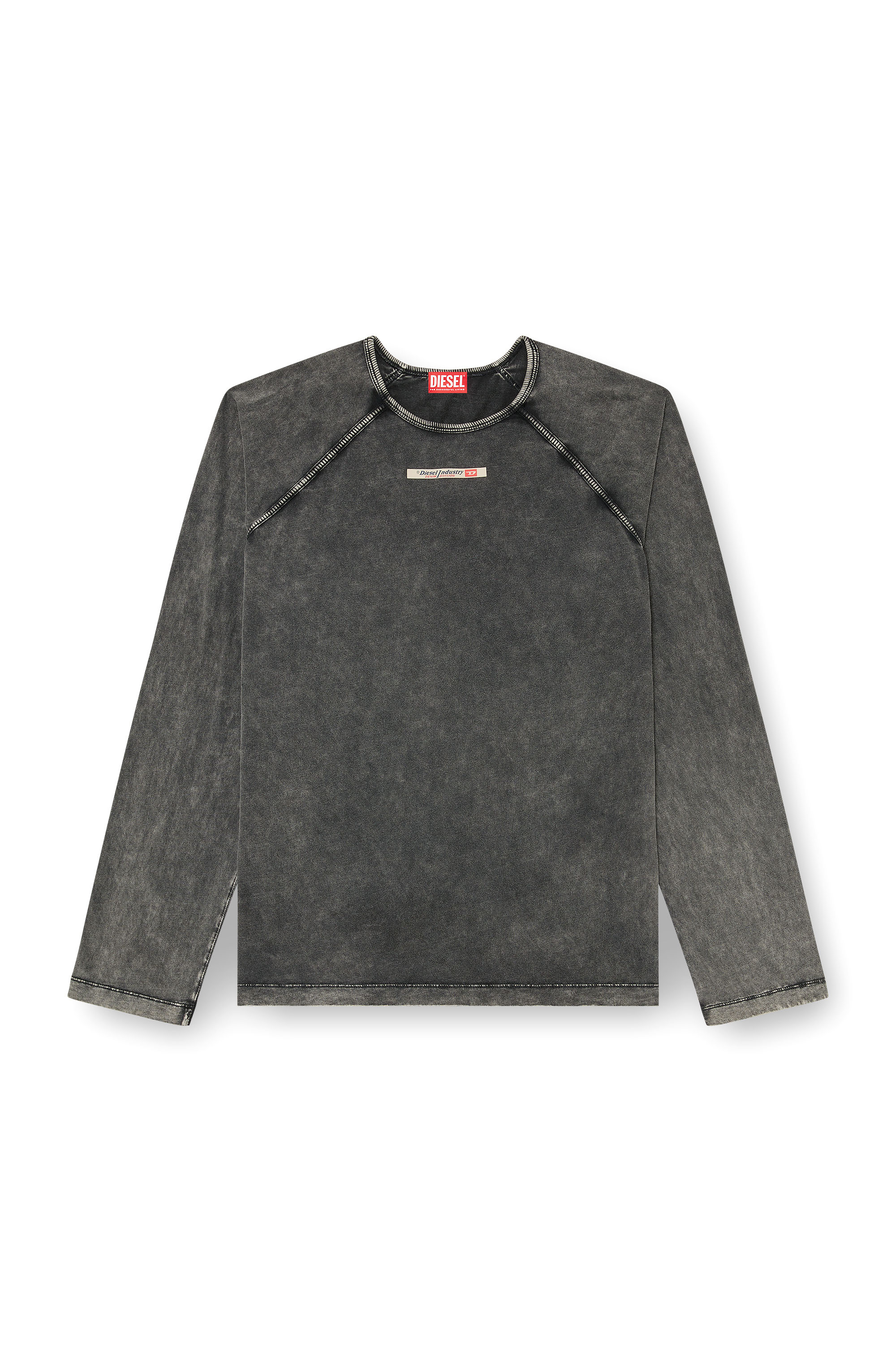 Diesel - BRYAN-DNM, Top de pijama de algod&oacute;n con patch de logo Hombre in Gris - 4