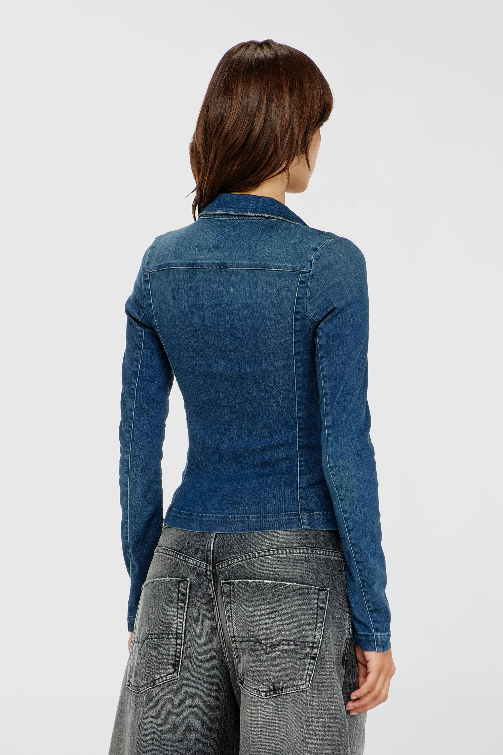 Diesel - DE-QUINOR-S1, Camisa con cremallera completa en denim Mujer in Azul marino - 4