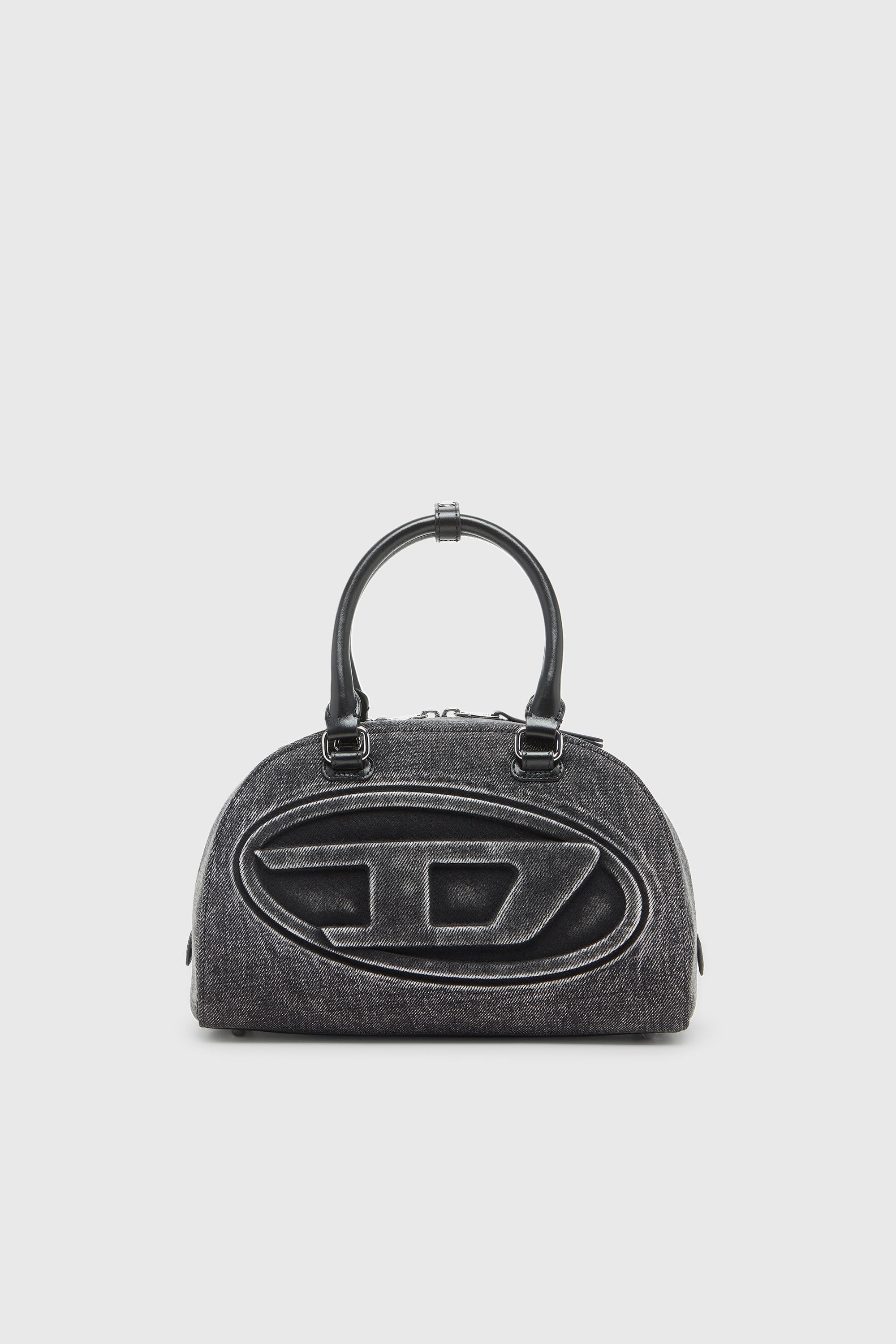 Diesel - 1DR DOME TOP HANDLE, 1DR Dome-Bolso bowling en denim lavado Mujer in Gris - 1