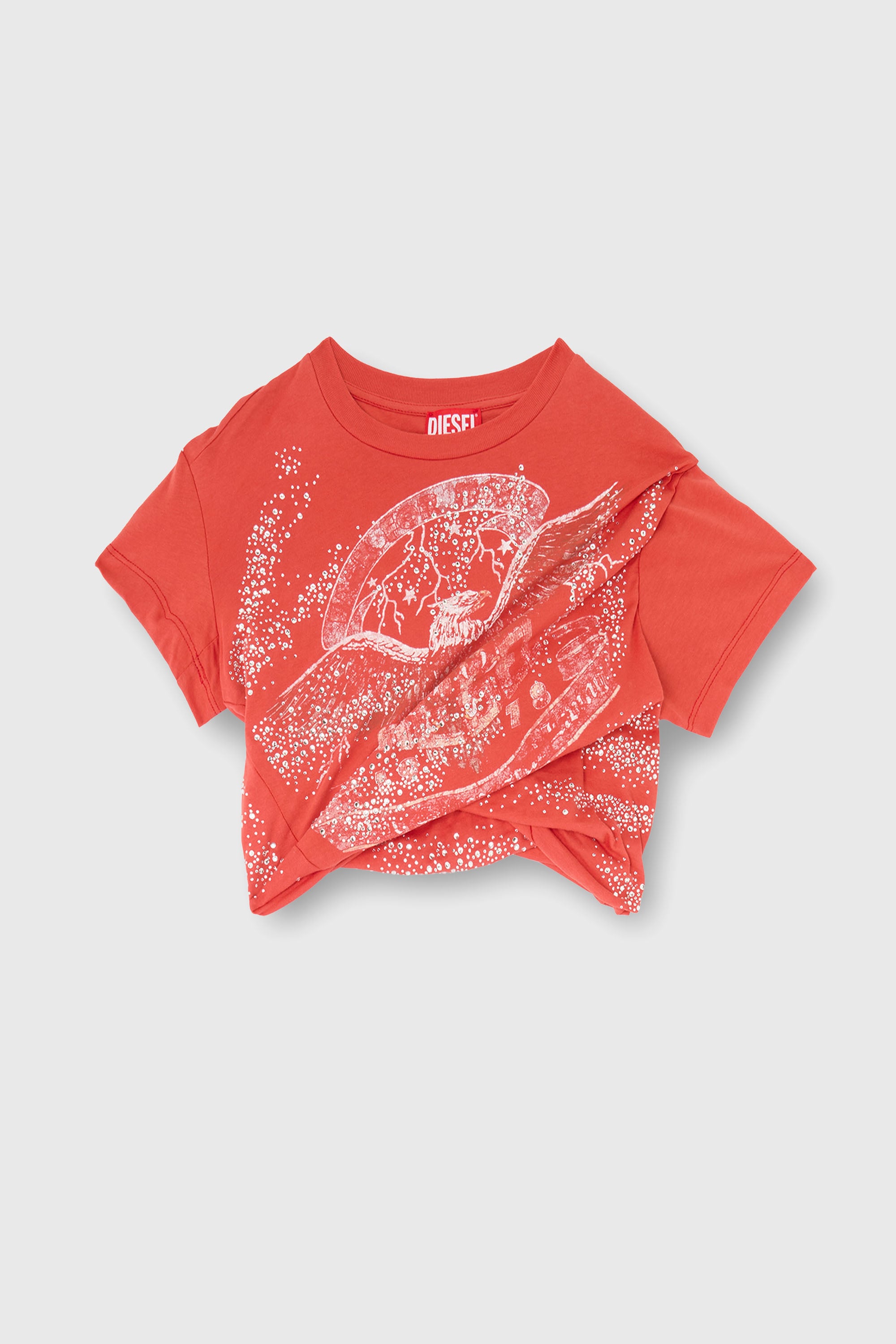 Diesel - T-WINCY, Camiseta fruncida de punto doble capa Mujer in Rojo - 2