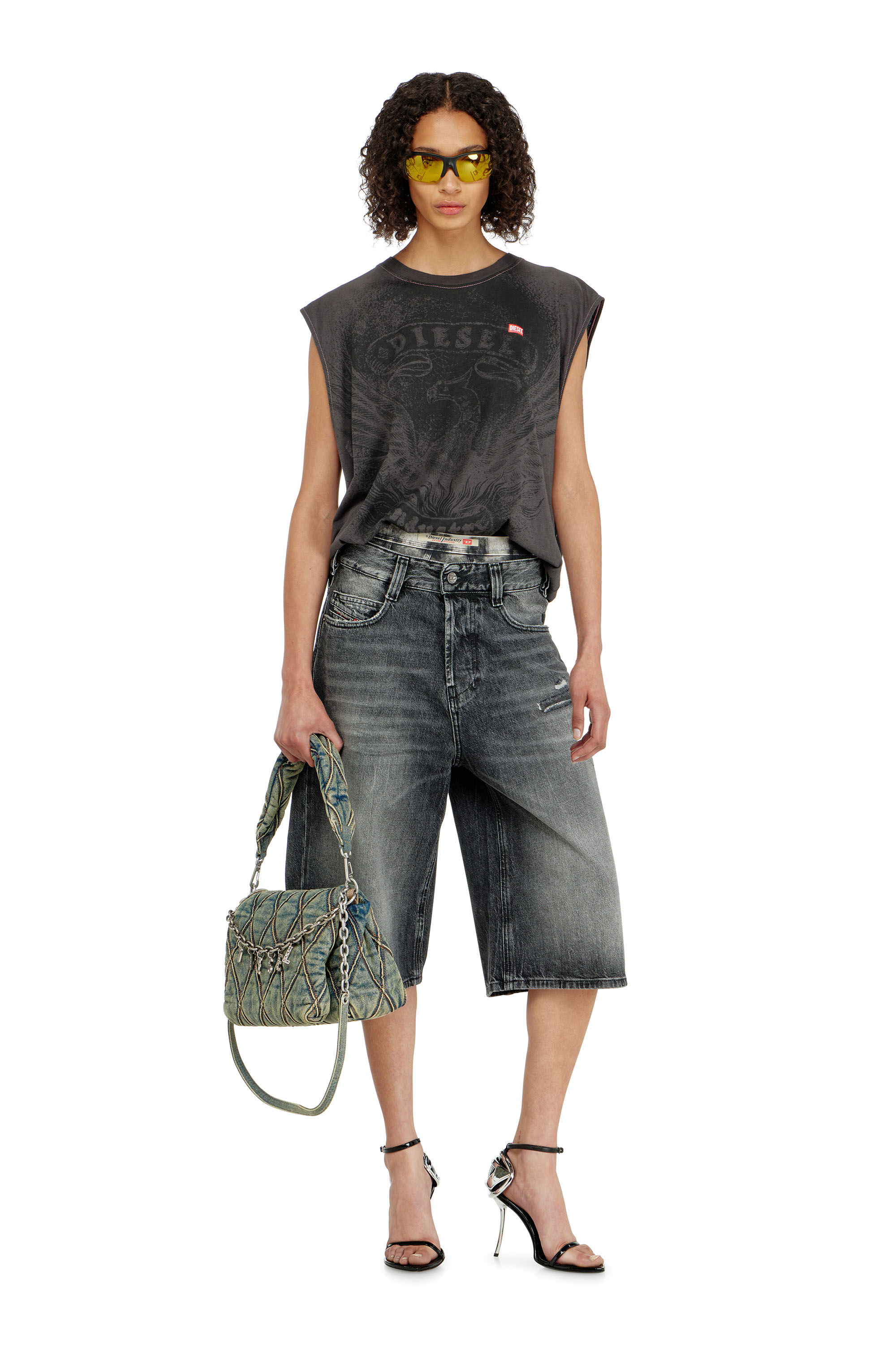 Diesel - D-ENIM-M-SHORT, Shorts relaxed de denim con abrasiones Unisex in ToBeDefined - 2