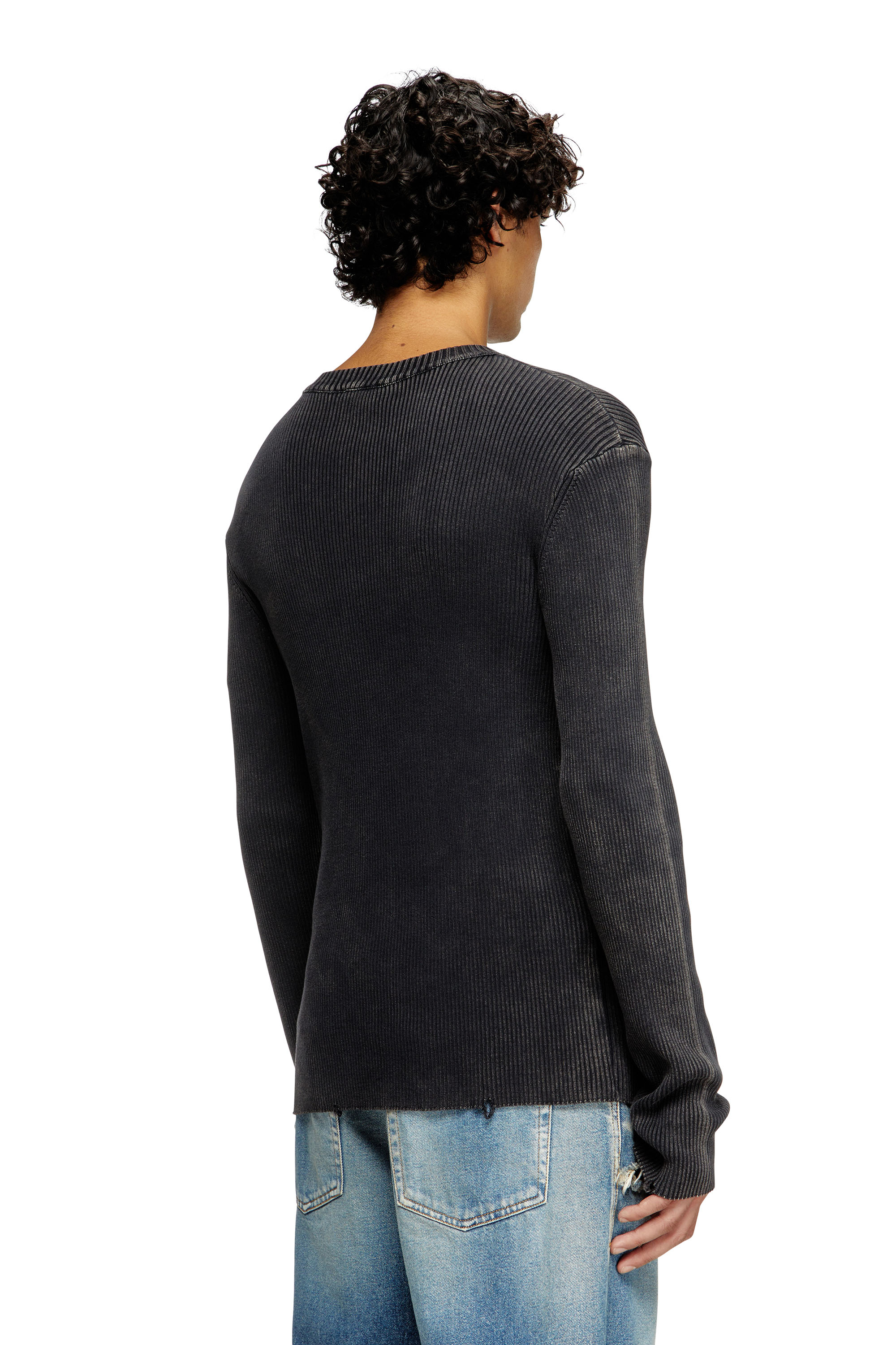 Diesel - K-DARIN-D, Jersey desgastado con logotipo recortado Hombre in Negro - 4