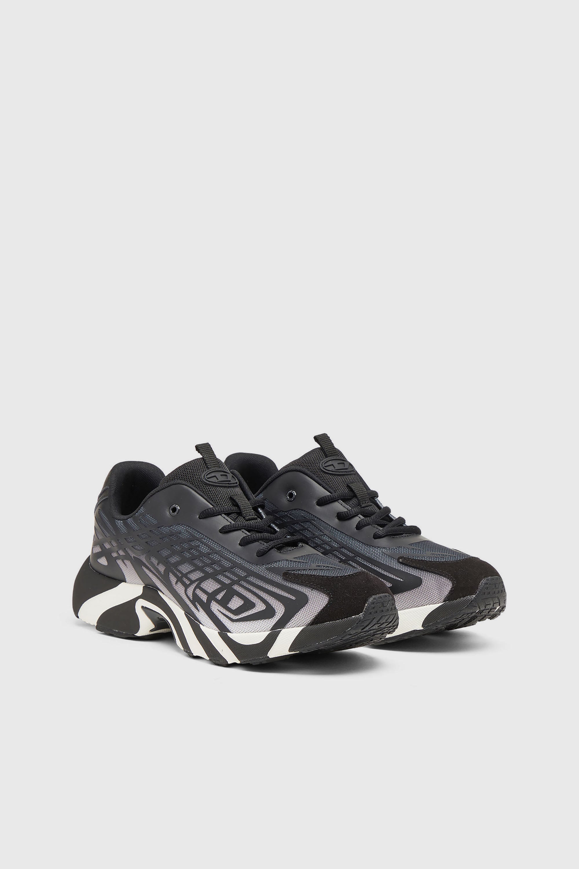 Diesel - S-D-VIT'S 500 LOW, D-Vit-Zapatillas en malla degradada de rayas Hombre in Negro - 2