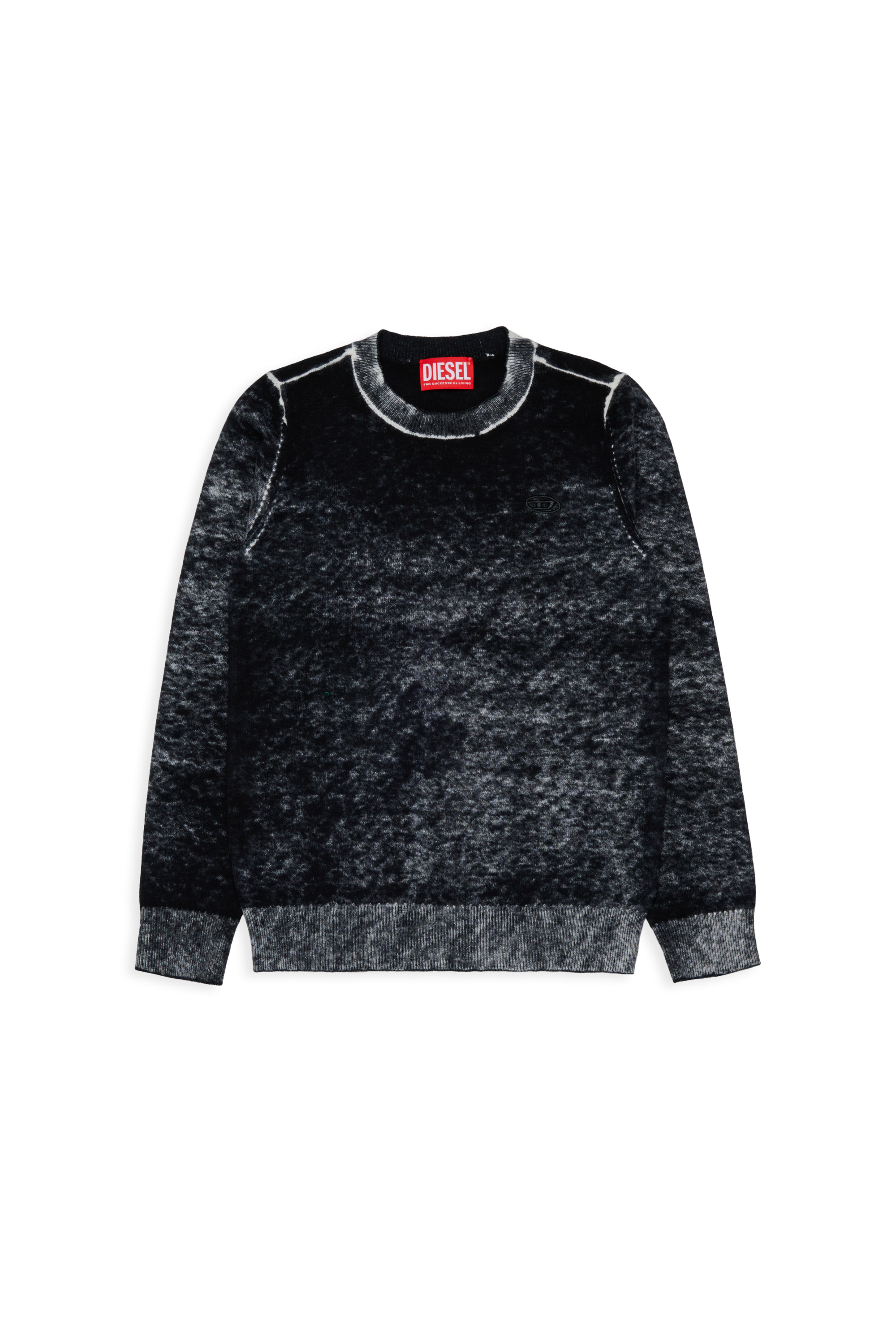 Diesel - KJEMR, Jersey de mezcla de lana con efecto de color irregular Hombre in Negro - 1