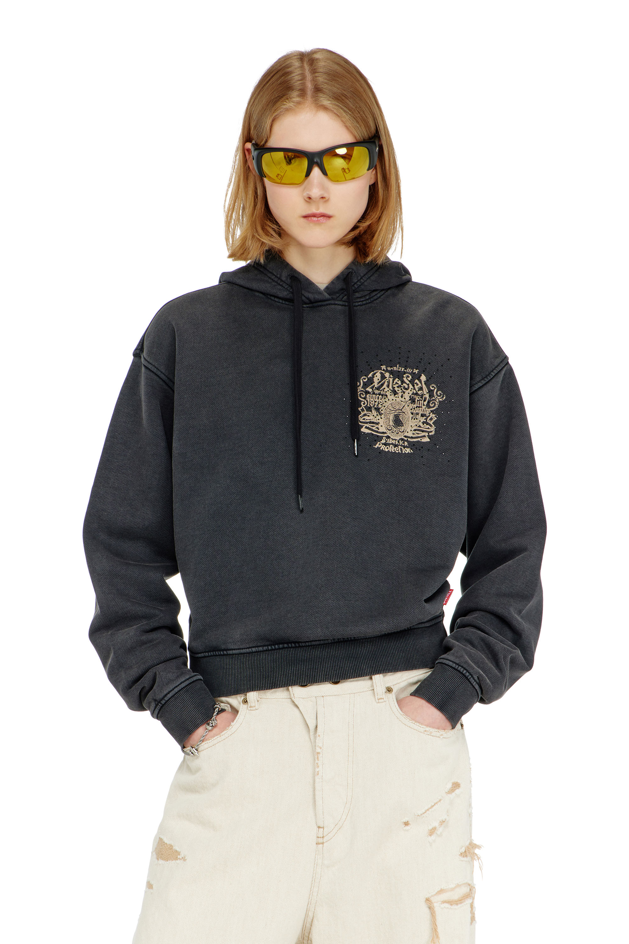 Diesel - F-PHOENY, Sudadera con capucha, estampados y tachuelas de strass Mujer in ToBeDefined - 3
