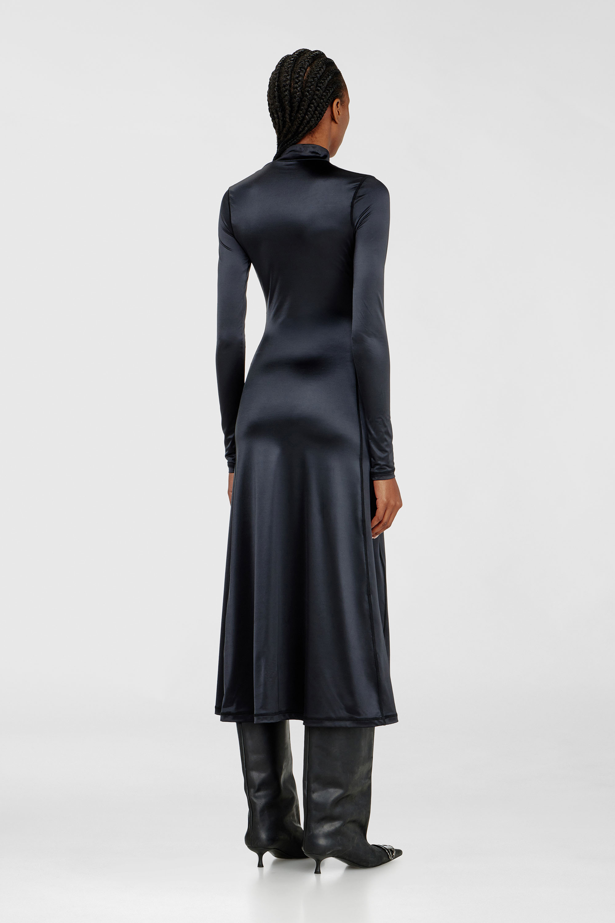 Diesel - D-UNGO, Vestido midi fluido con cuello alto Mujer in Negro - 4