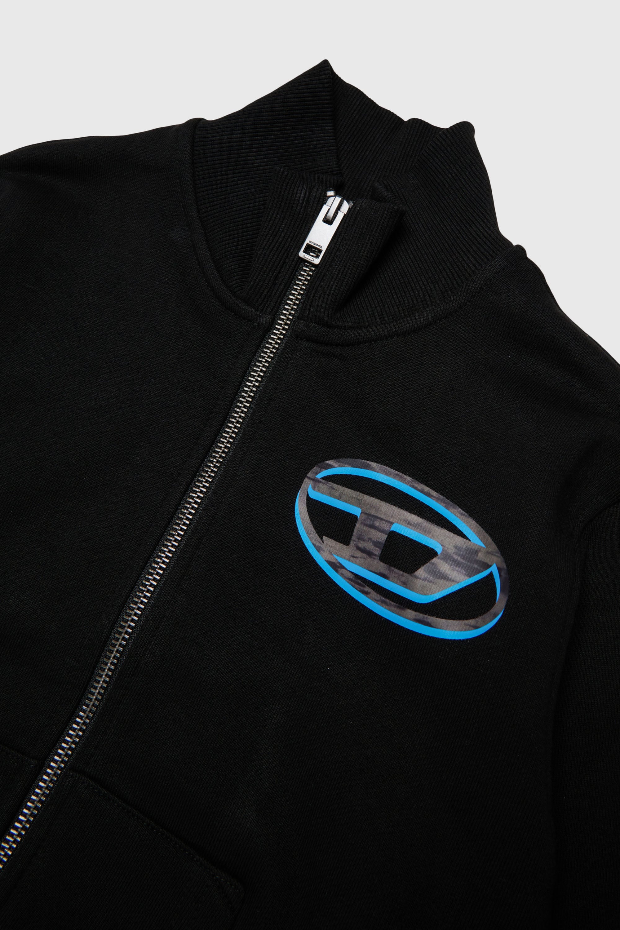Diesel - SVELLYZIP OVER, Sudadera con cremallera y estampado Oval D bicolor Hombre in Negro - 3