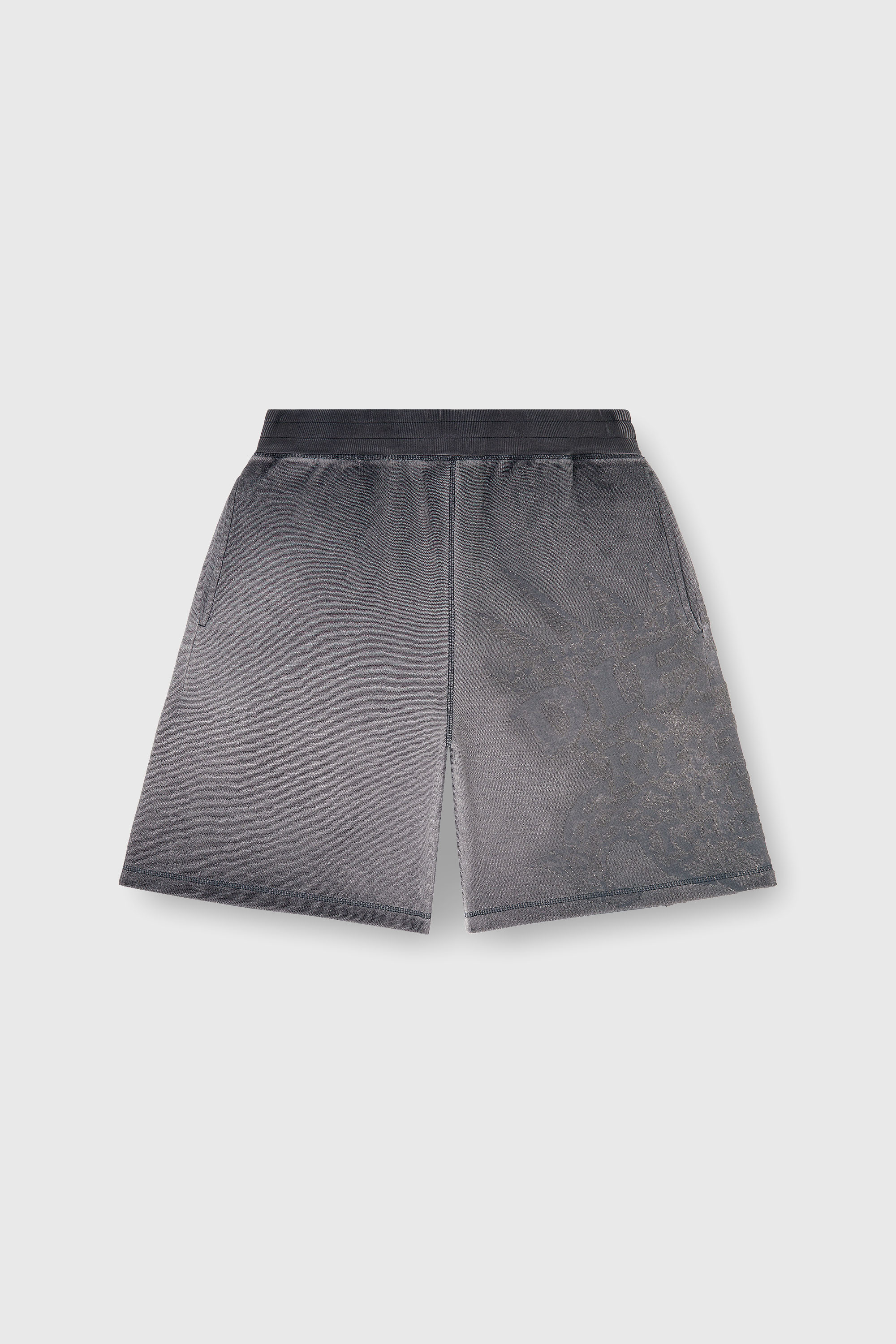 Diesel - P-RAWCROW, Pantalones cortos tipo sudadera con motivos devor&eacute; Hombre in Gris - 2