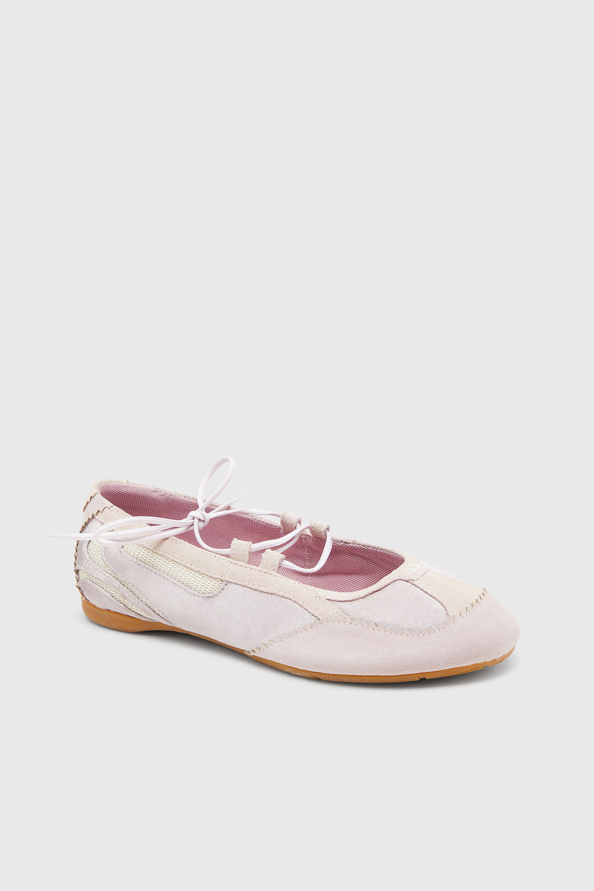 Diesel - D-MILE BALLERINA LACE UP II W, D-Mile - Bailarinas con cordones en piel y malla Mujer in Rosa - 6