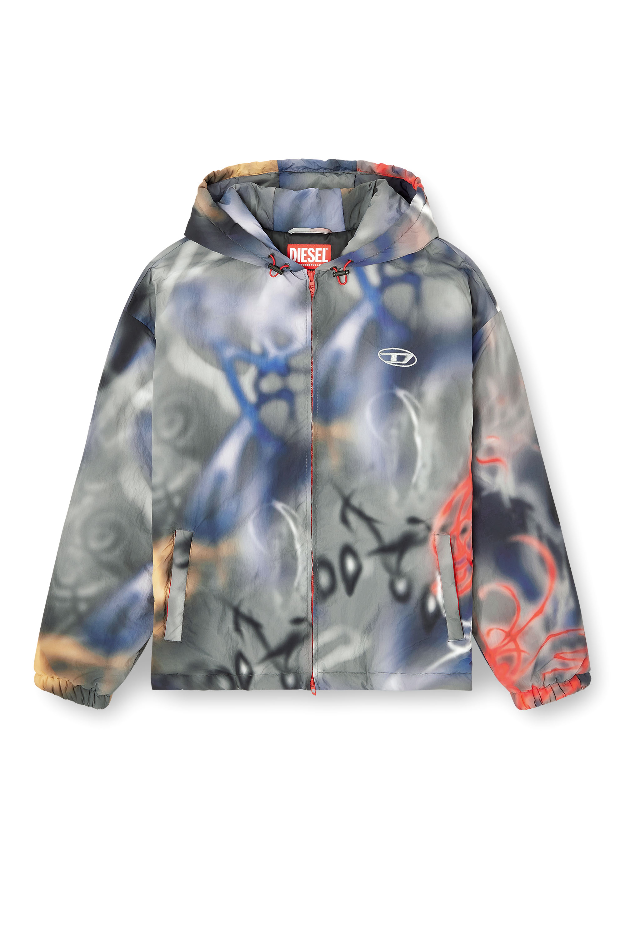 Diesel - J-MIRR, Cortavientos acolchado con estampado de graffiti Hombre in Multicolor - 2