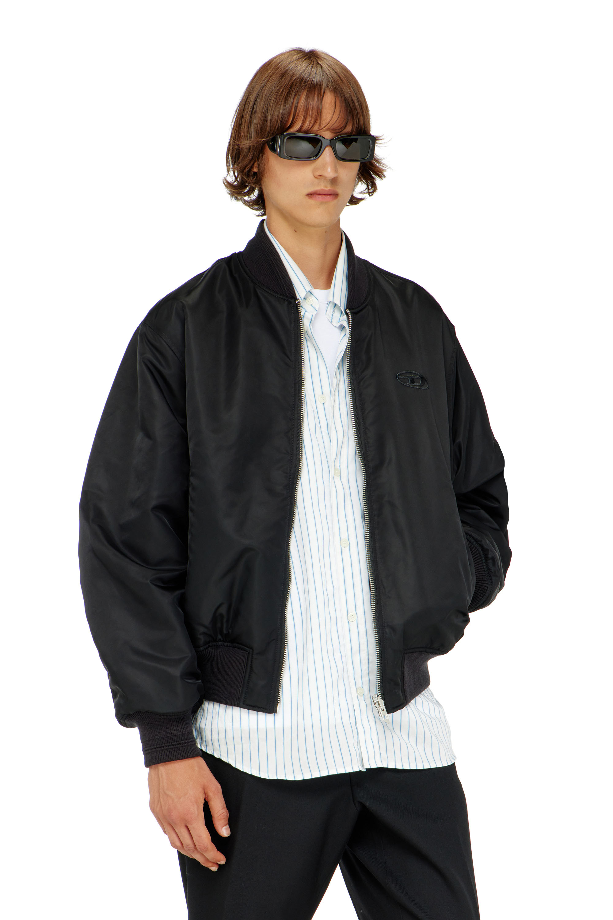 Diesel - W-TYPE-D1, Chaqueta bomber acolchada con bordado Oval D Hombre in Negro - 1