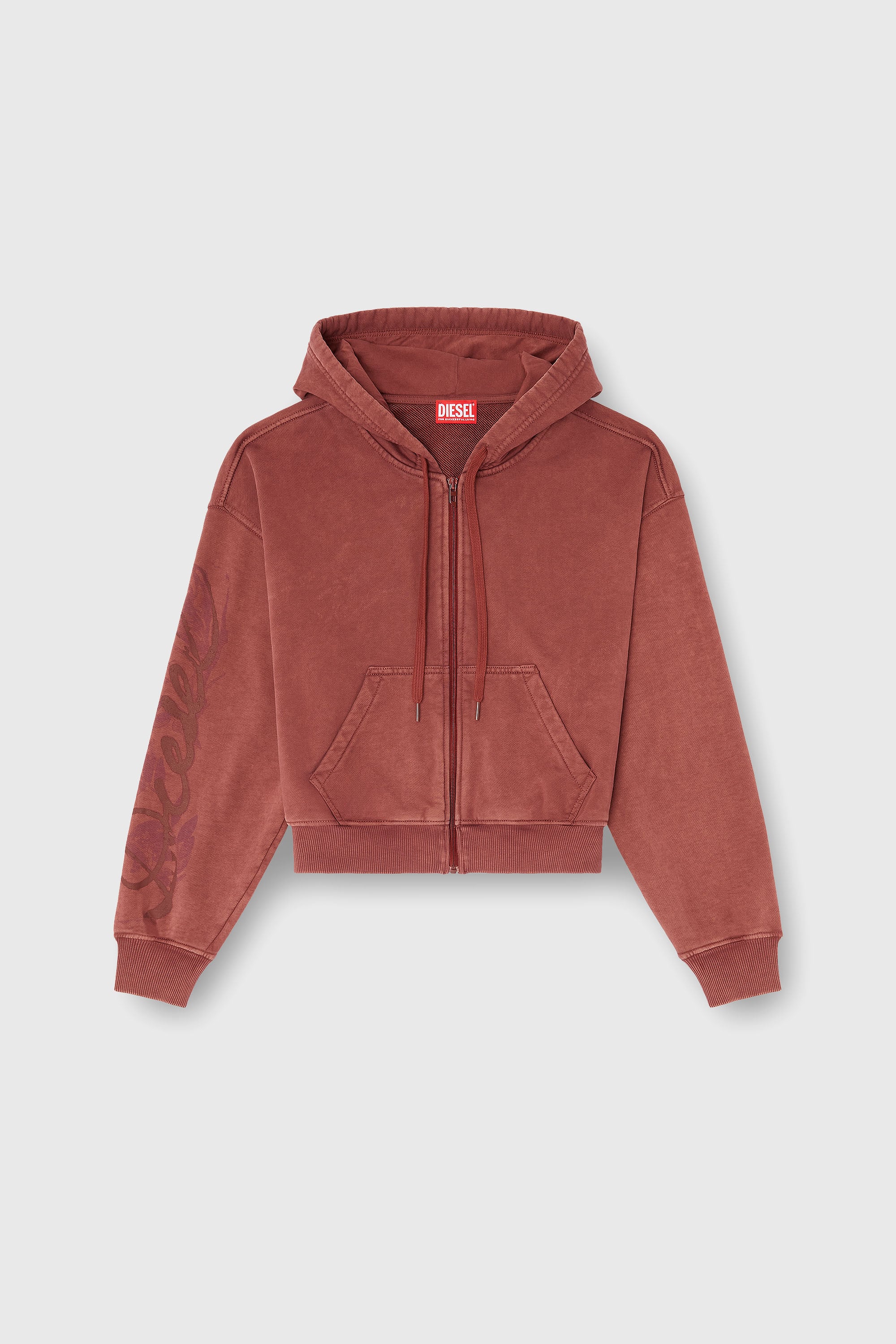 Diesel - F-ELYCY, Sudadera con cremallera y logo floral en relieve Mujer in Rojo - 2