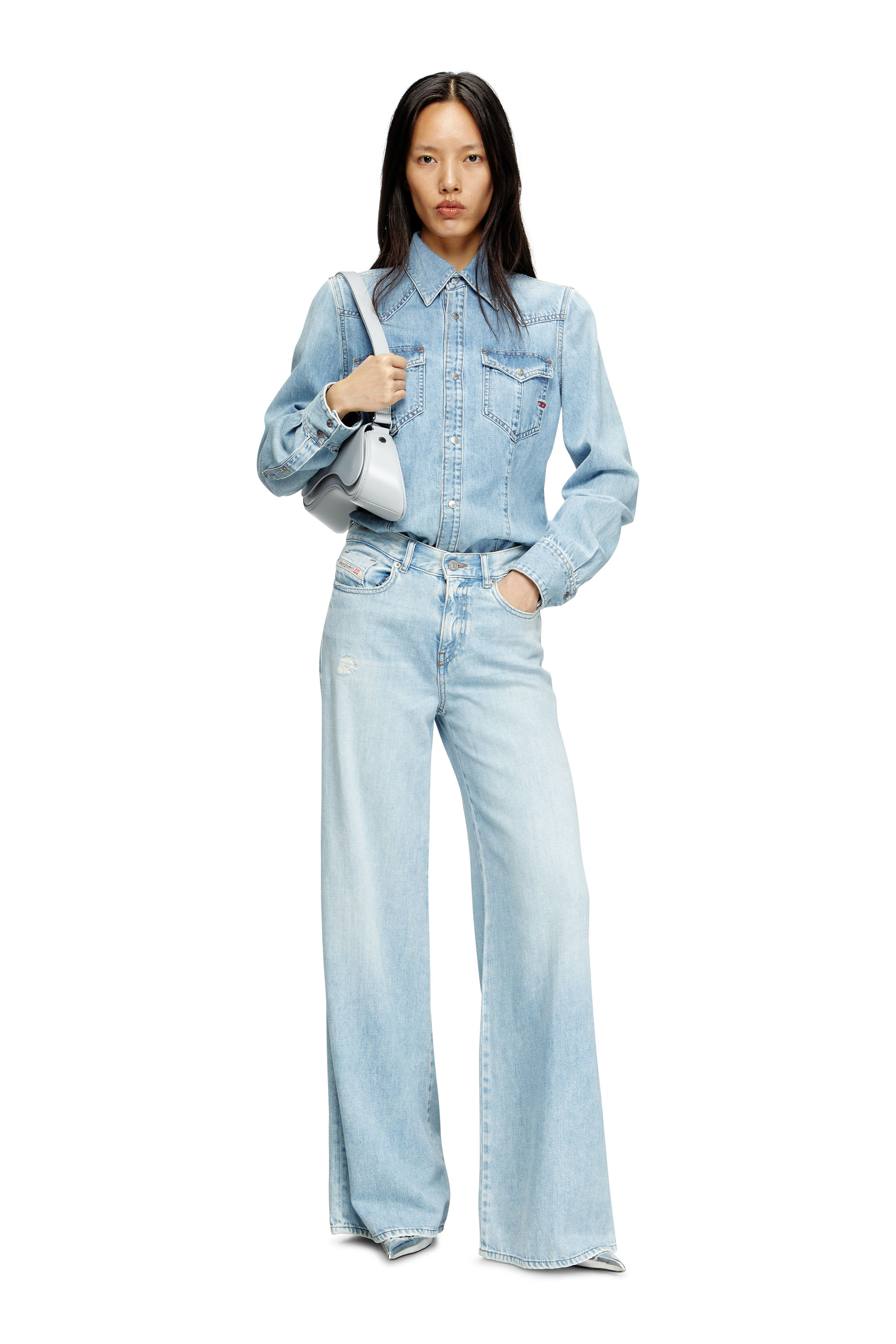 Diesel - DE-WAVES, Camisa western en denim Mujer in Azul marino - 2