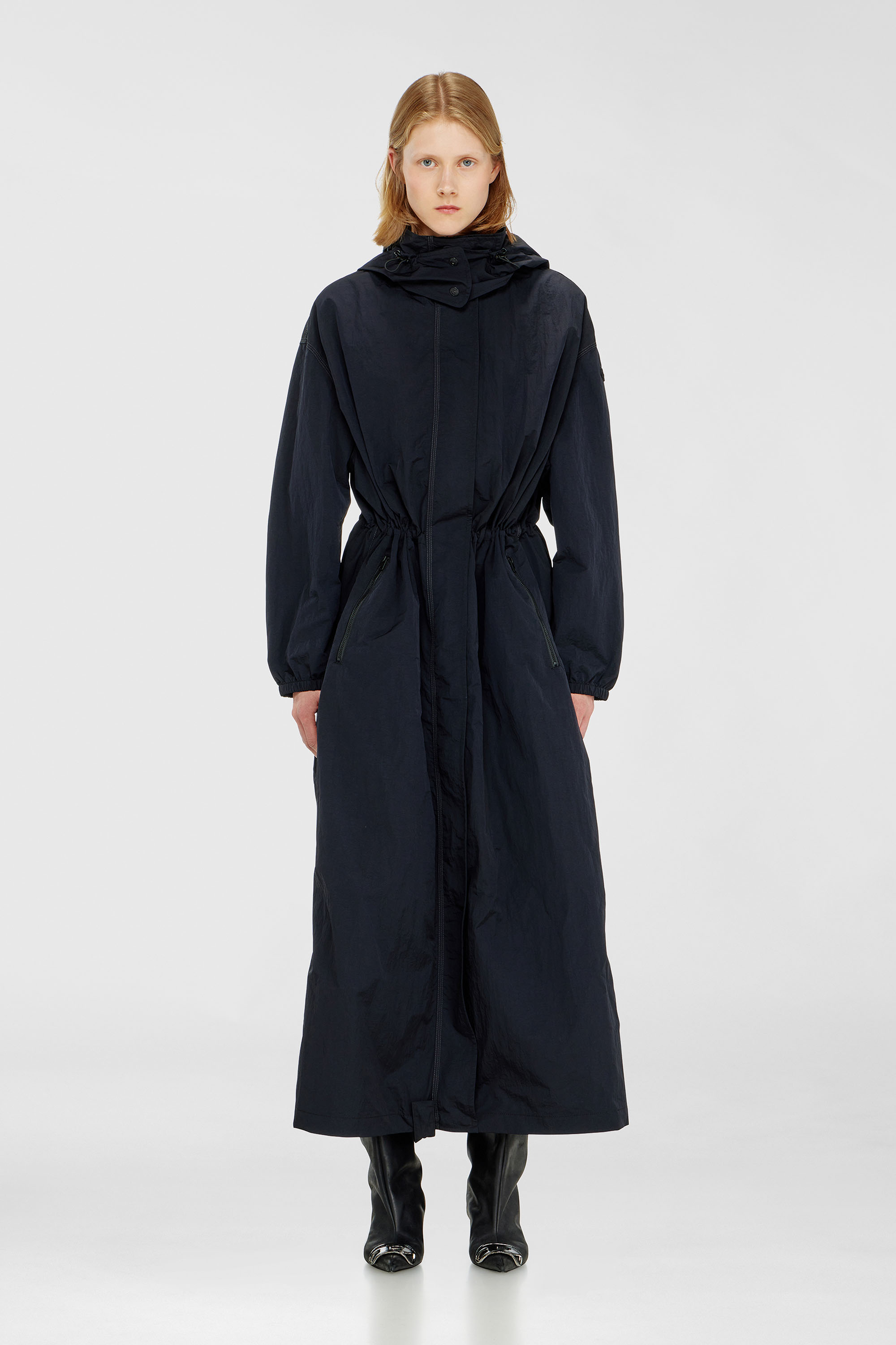 Diesel - G-ASTER-T1, Gabardina de nailon con capucha desmontable Mujer in Azul marino - 1