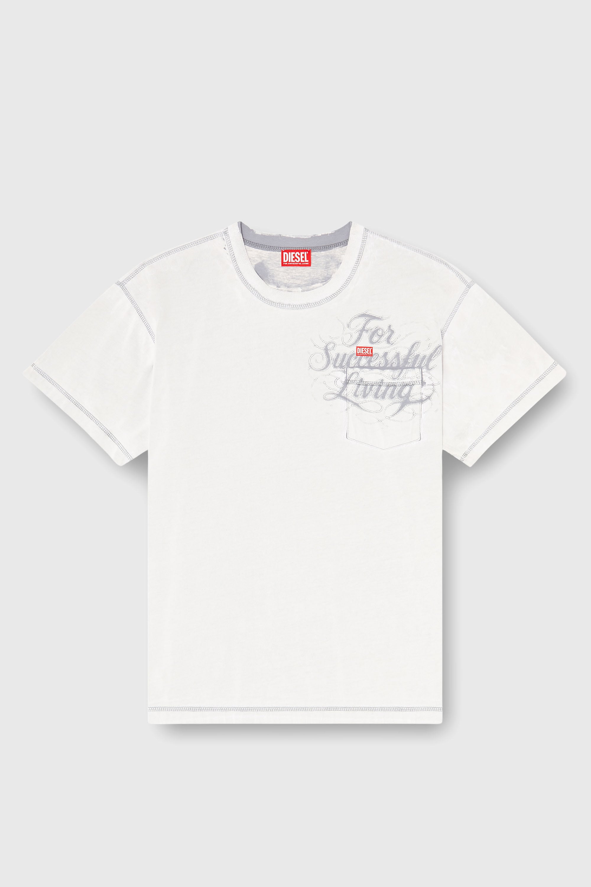 Diesel - T-NORM-POCKET-AA1, Camiseta con bolsillo en el pecho y estampado gr&aacute;fico Hombre in Blanco - 2