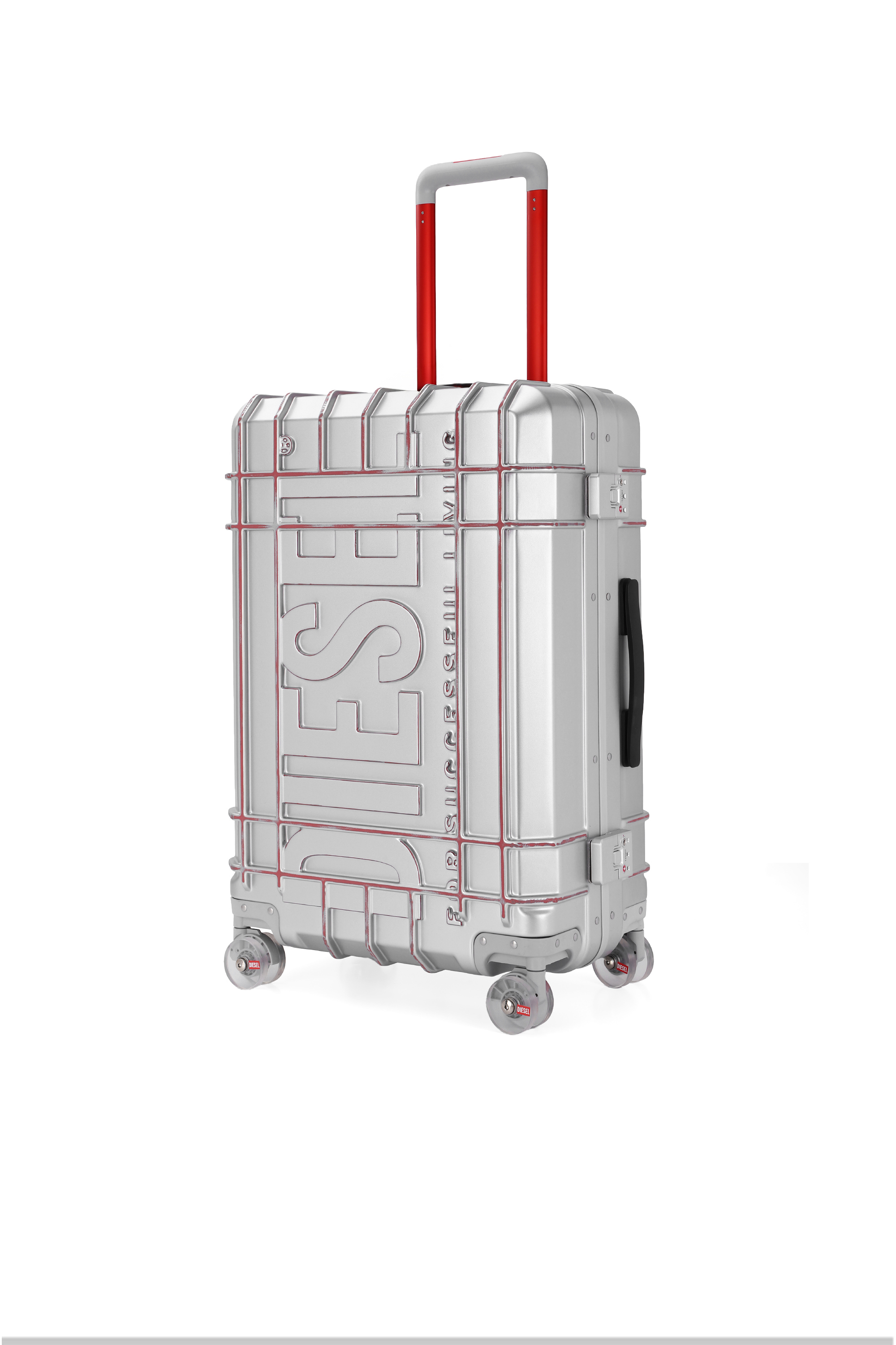 Diesel - DIESEL PC STRONG IMAGE TROLLEY- DSL003, Unisex's Rugged suitcase size M in Silver - 5