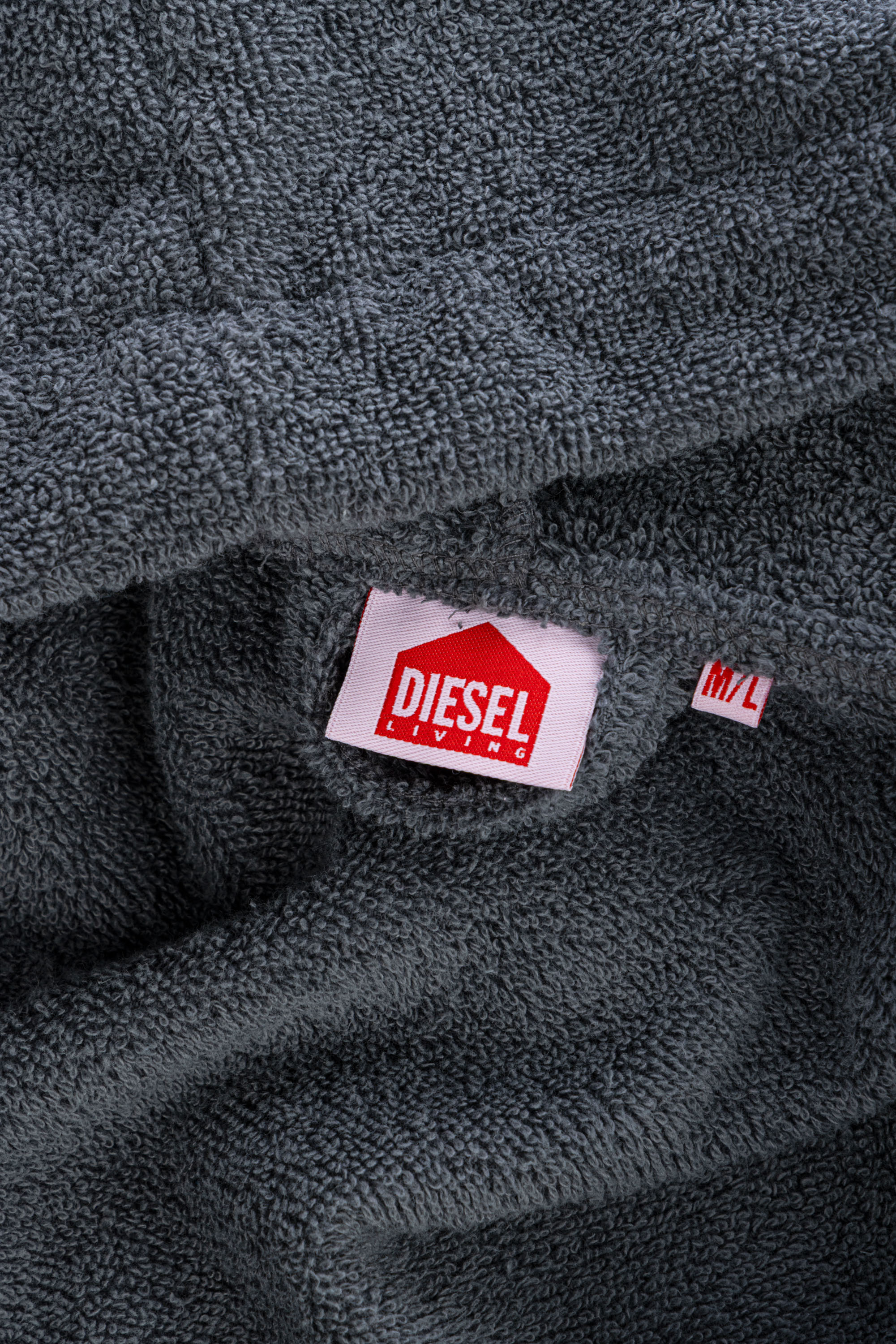 Diesel - 1015111 LOGO-COTTON BATHROBE SIZE M/L GR, Albornoz de Felpa de Algodón, talla M/L Unisex in Gris - 3